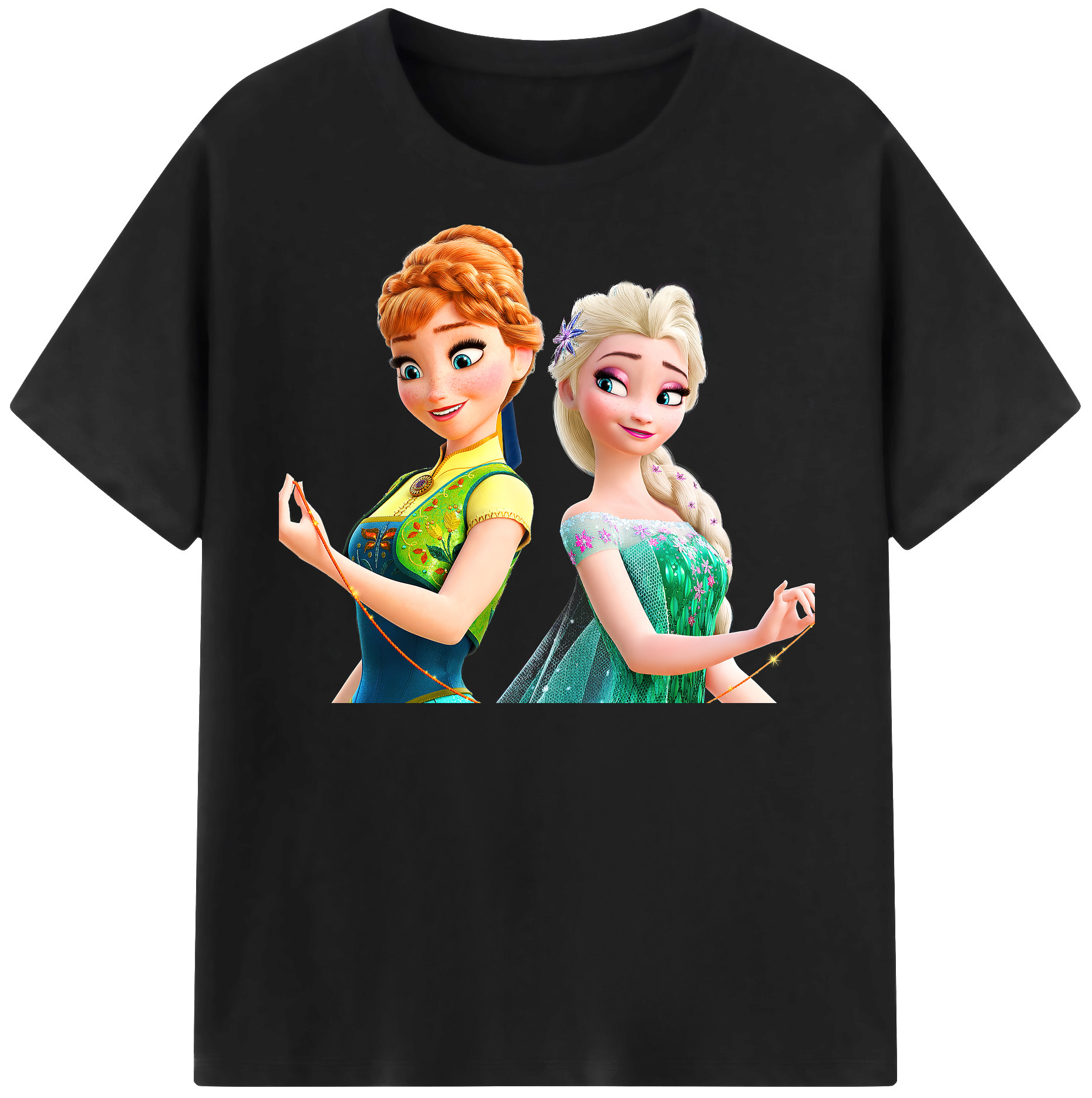 （画像用） アナと雪の女王 アンナ エルサ Frozen Anna Elsa レディースカジュアルプリントTシャツ（綿100％）