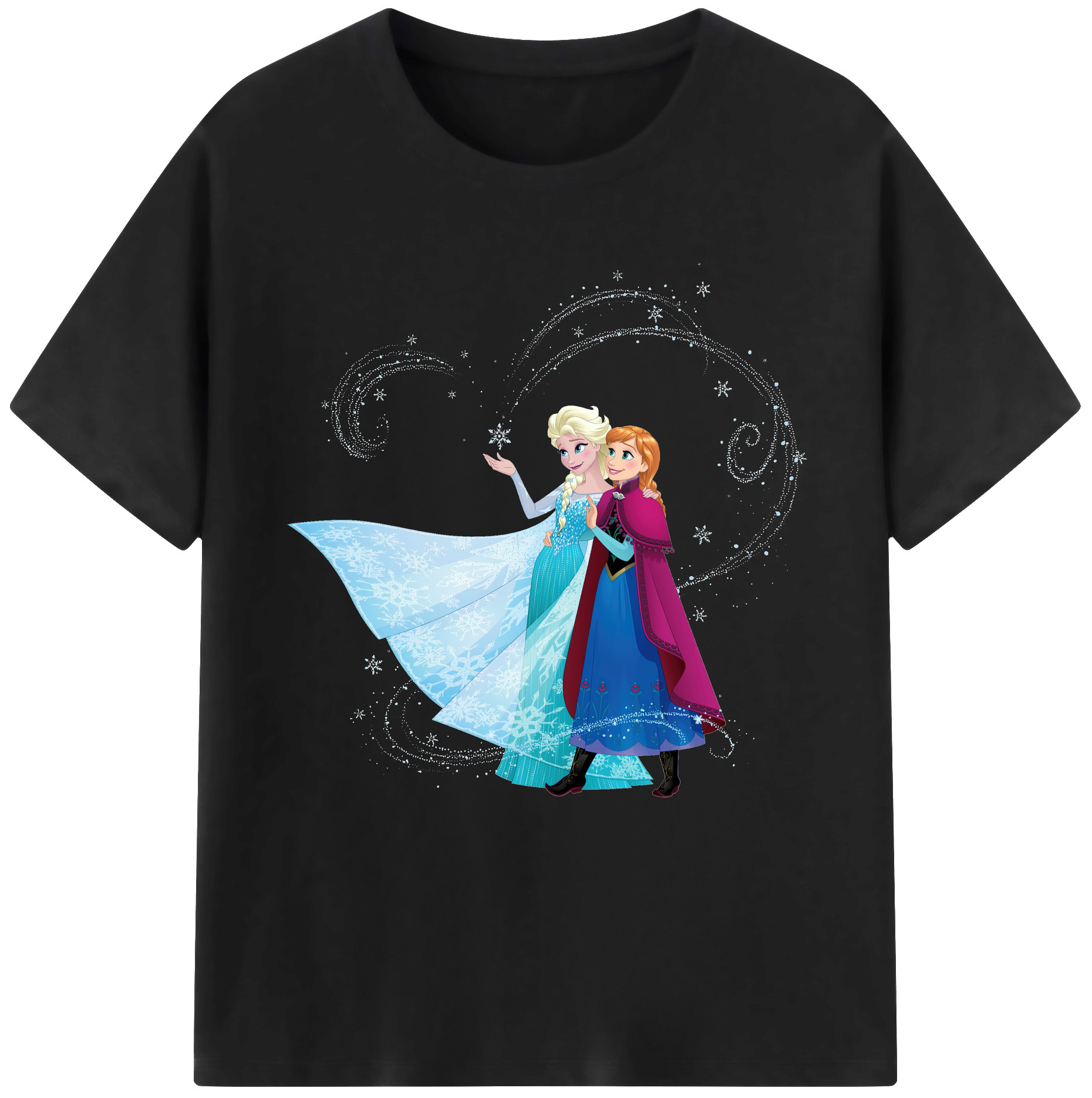 （画像用） アナと雪の女王 アンナ エルサ Frozen Anna Elsa レディースカジュアルプリントTシャツ（綿100％）