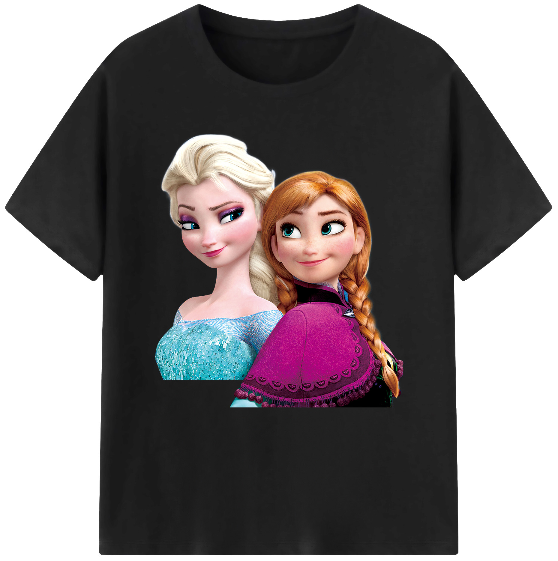 （画像用） アナと雪の女王 アンナ エルサ Frozen Anna Elsa レディースカジュアルプリントTシャツ（綿100％）