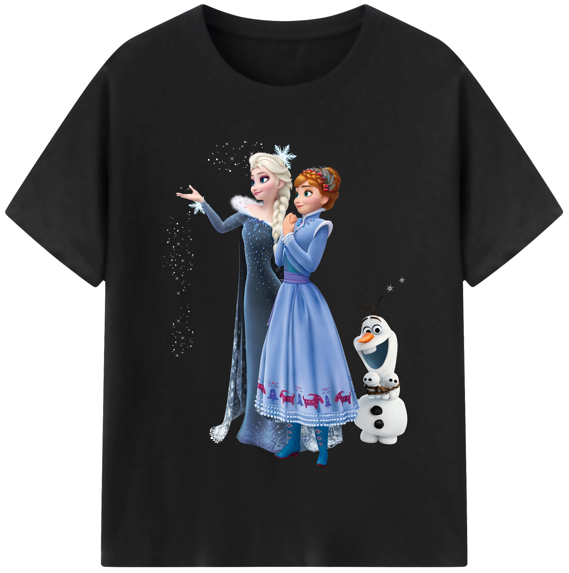 （画像用） アナと雪の女王 アンナ エルサ Frozen Anna Elsa レディースカジュアルプリントTシャツ（綿100％）