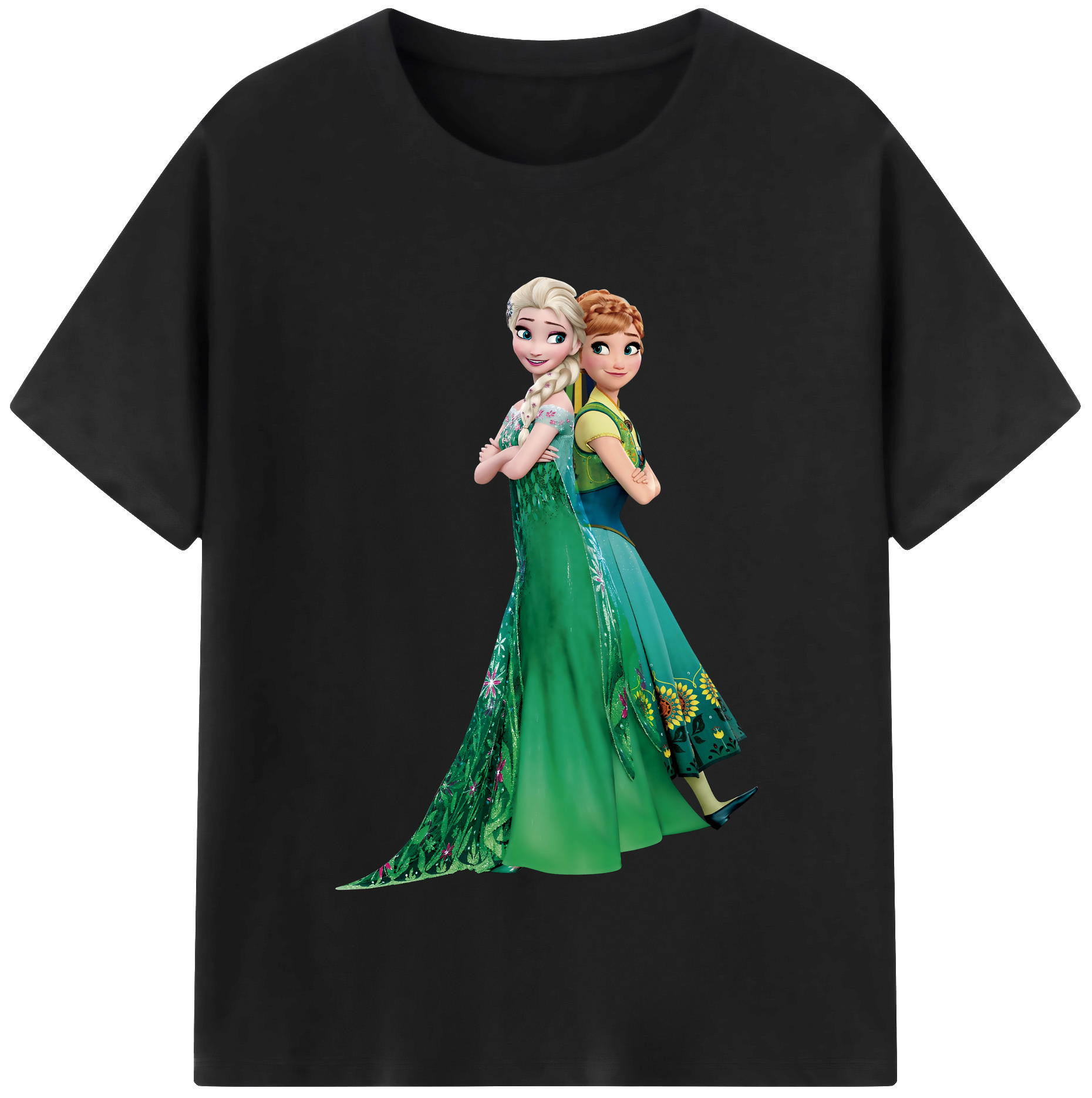 （画像用） アナと雪の女王 アンナ エルサ Frozen Anna Elsa レディースカジュアルプリントTシャツ（綿100％）