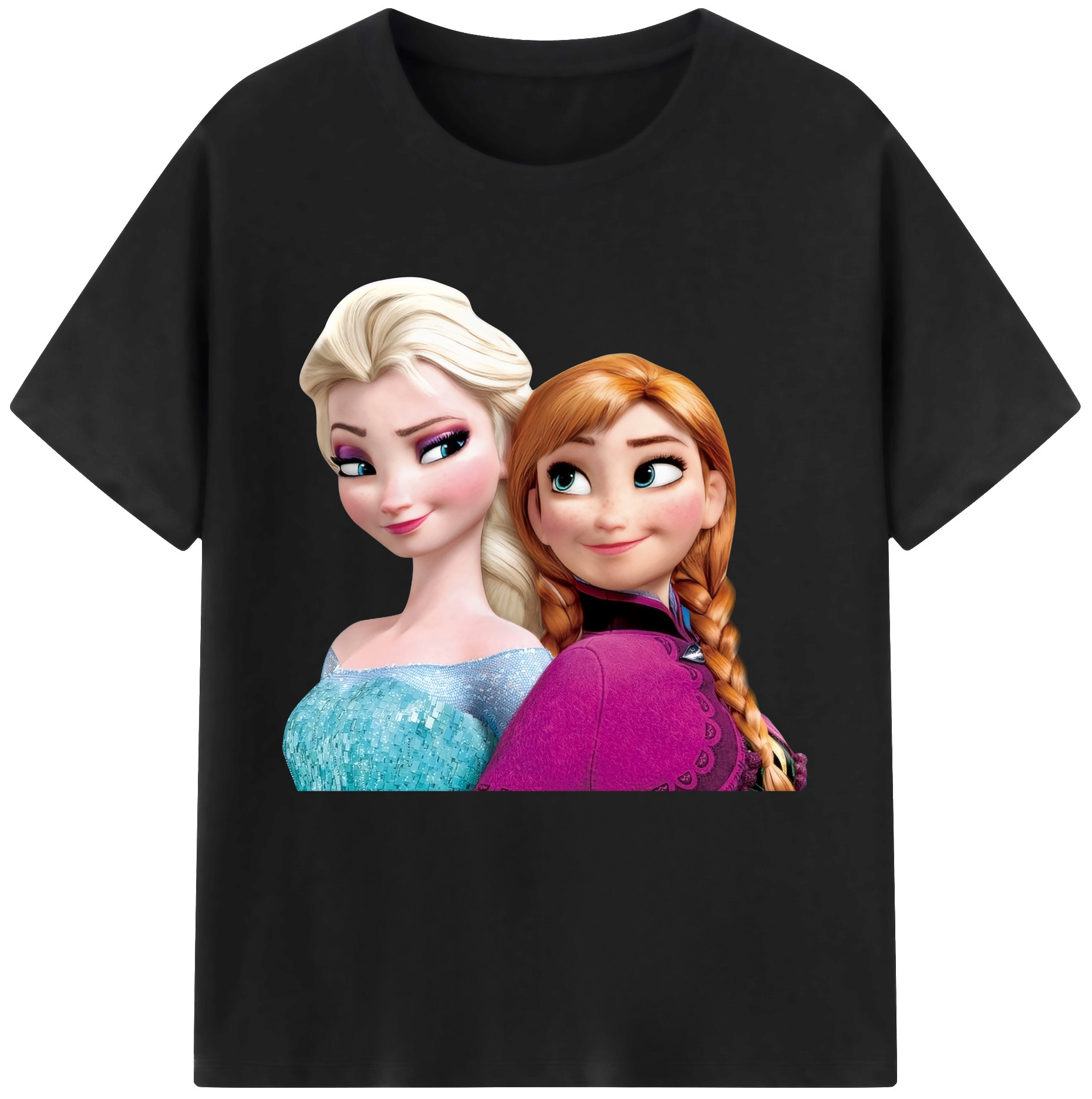 （画像用） アナと雪の女王 アンナ エルサ Frozen Anna Elsa レディースカジュアルプリントTシャツ（綿100％）