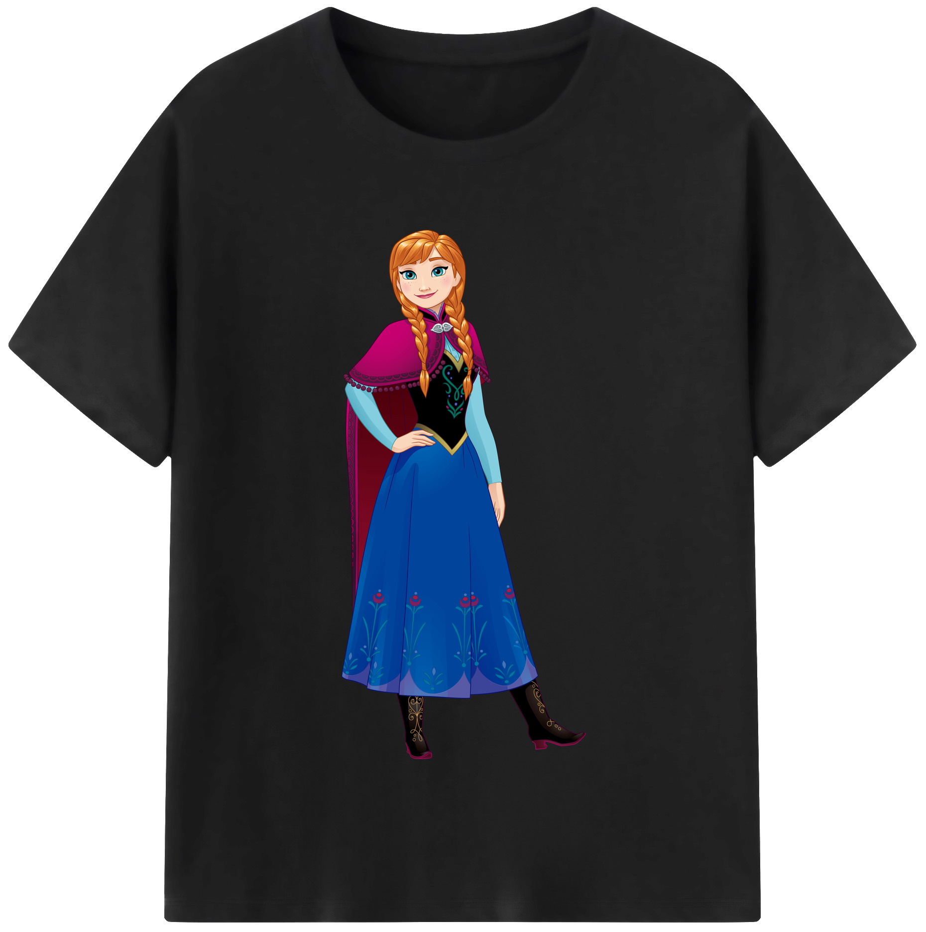 （画像用） アナと雪の女王 アンナ エルサ Frozen Anna Elsa レディースカジュアルプリントTシャツ（綿100％）
