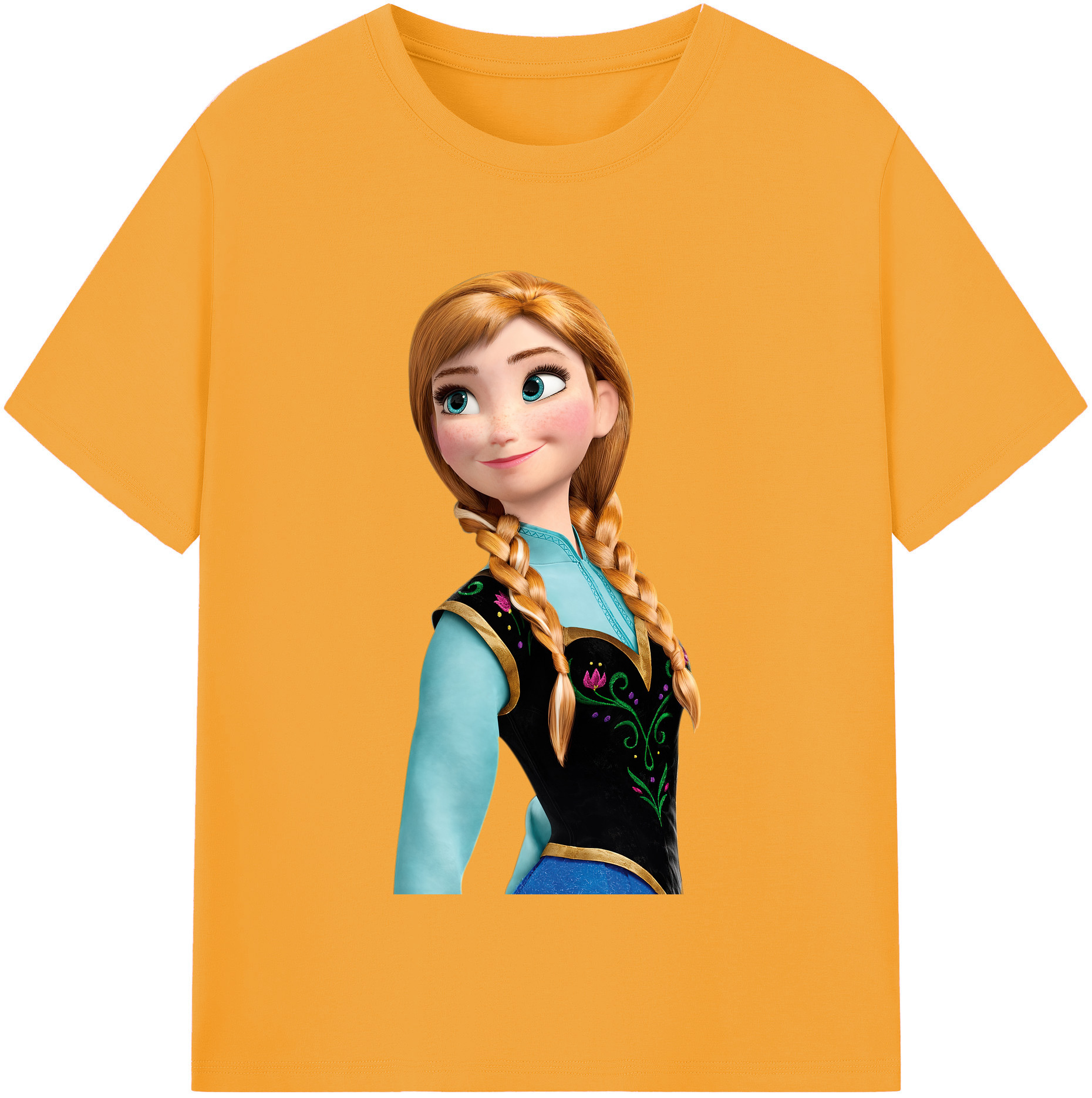 （画像用） アナと雪の女王 アンナ エルサ Frozen Anna Elsa レディースカジュアルプリントTシャツ（綿100％）
