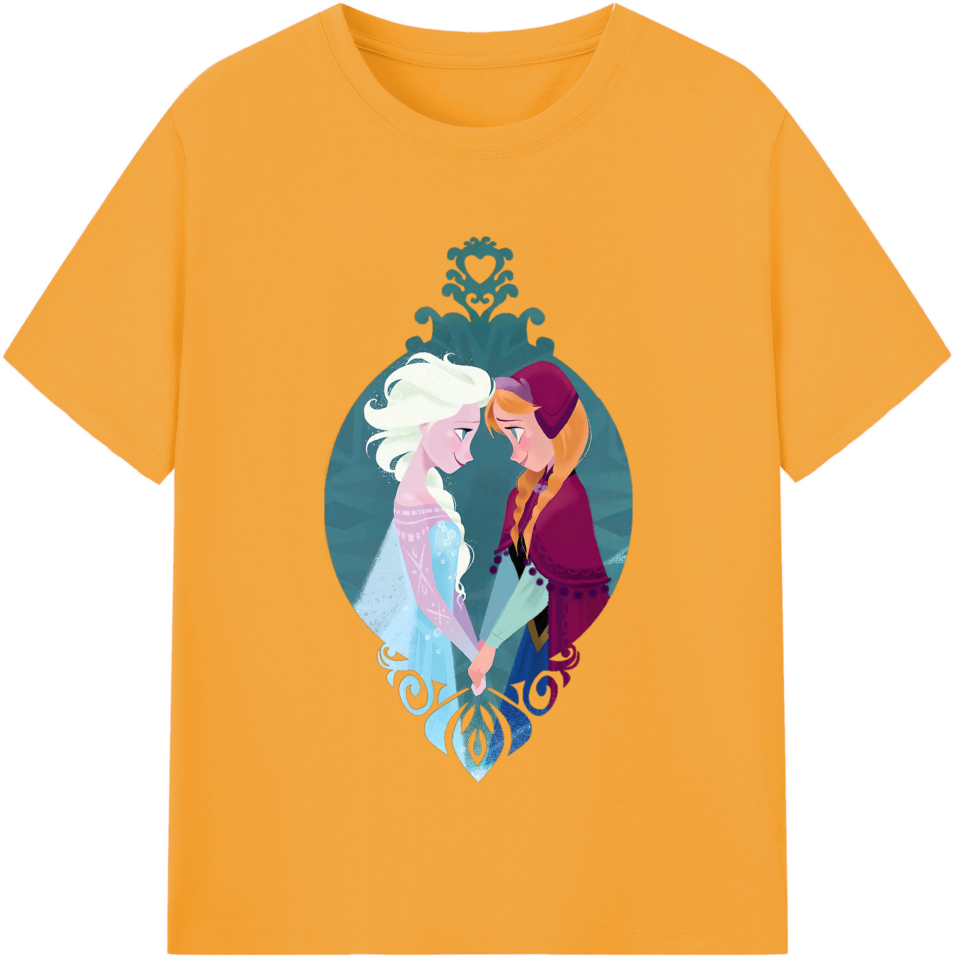 （画像用） アナと雪の女王 アンナ エルサ Frozen Anna Elsa レディースカジュアルプリントTシャツ（綿100％）