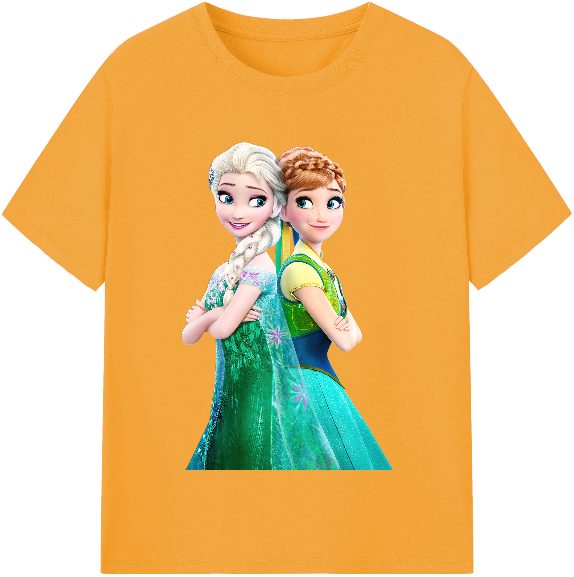 （画像用） アナと雪の女王 アンナ エルサ Frozen Anna Elsa レディースカジュアルプリントTシャツ（綿100％）