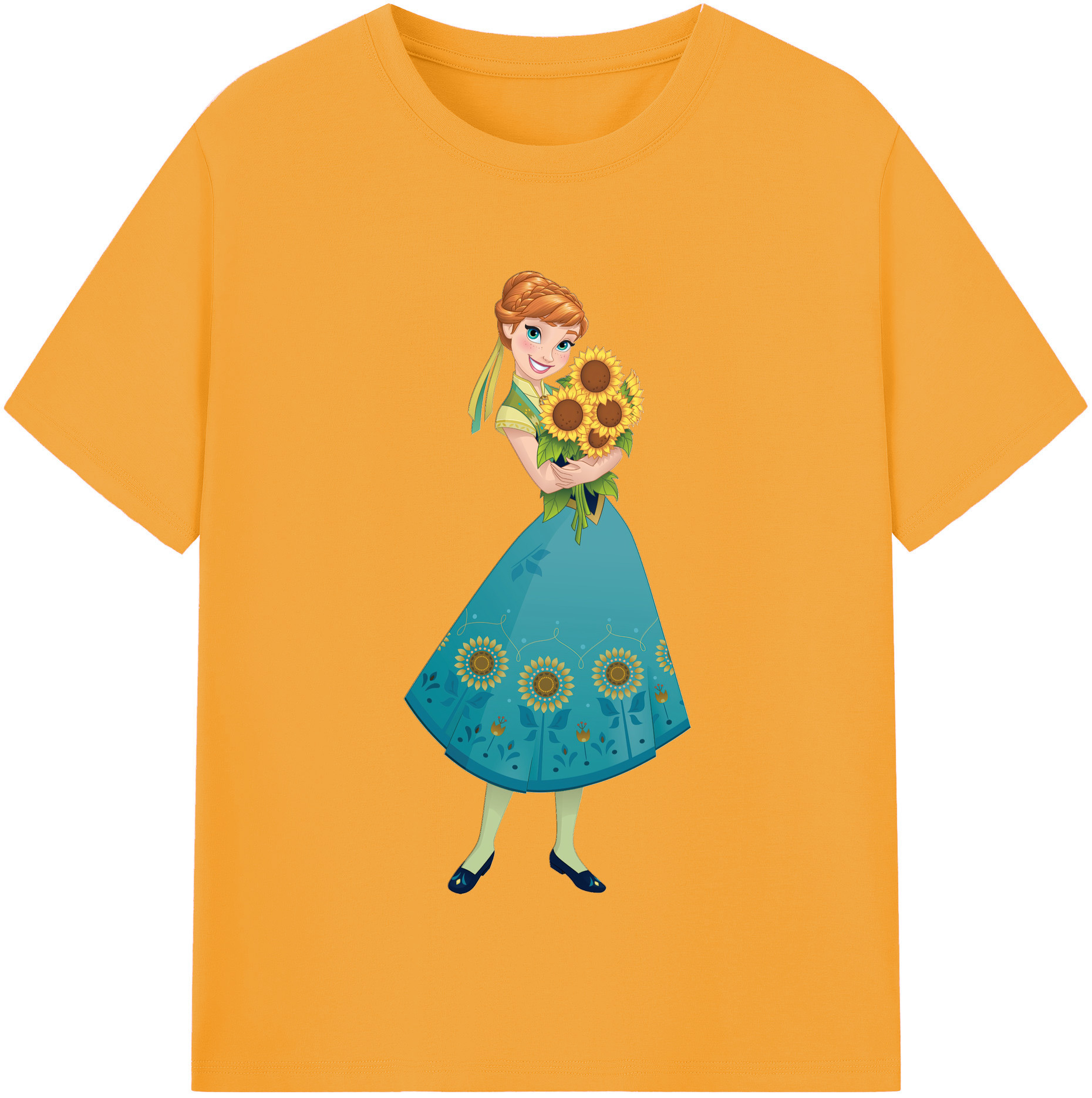 （画像用） アナと雪の女王 アンナ エルサ Frozen Anna Elsa レディースカジュアルプリントTシャツ（綿100％）