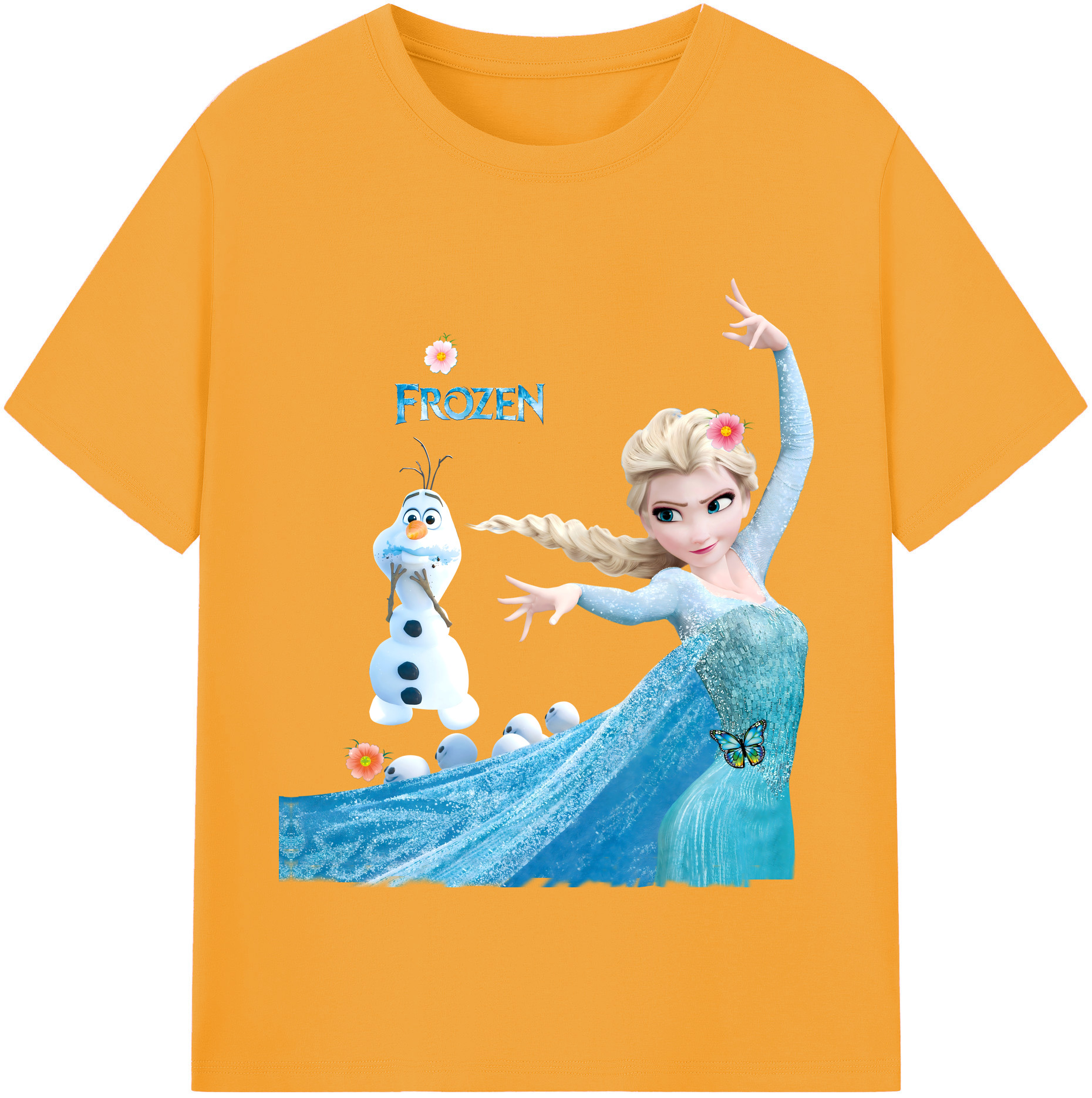（画像用） アナと雪の女王 アンナ エルサ Frozen Anna Elsa レディースカジュアルプリントTシャツ（綿100％）