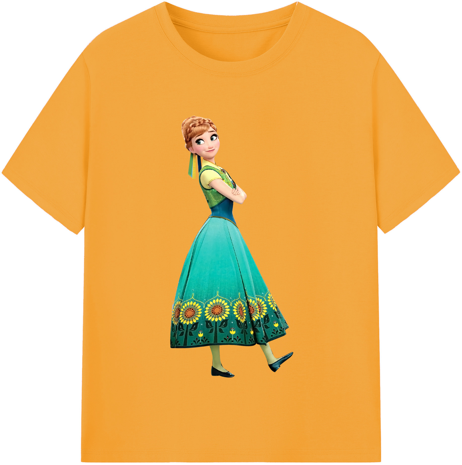 （画像用） アナと雪の女王 アンナ エルサ Frozen Anna Elsa レディースカジュアルプリントTシャツ（綿100％）