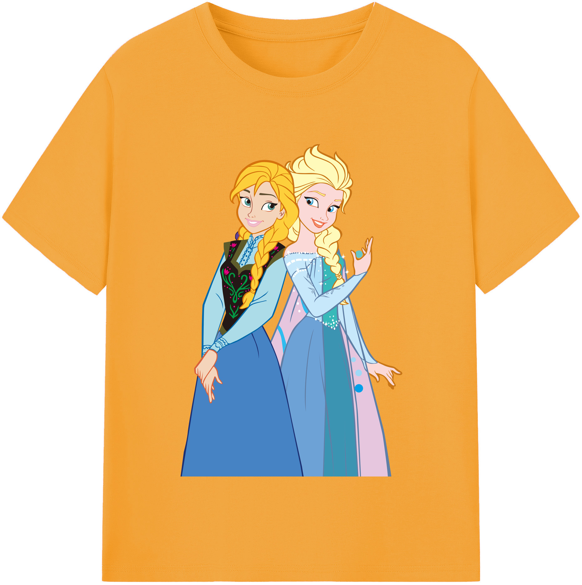 （画像用） アナと雪の女王 アンナ エルサ Frozen Anna Elsa レディースカジュアルプリントTシャツ（綿100％）