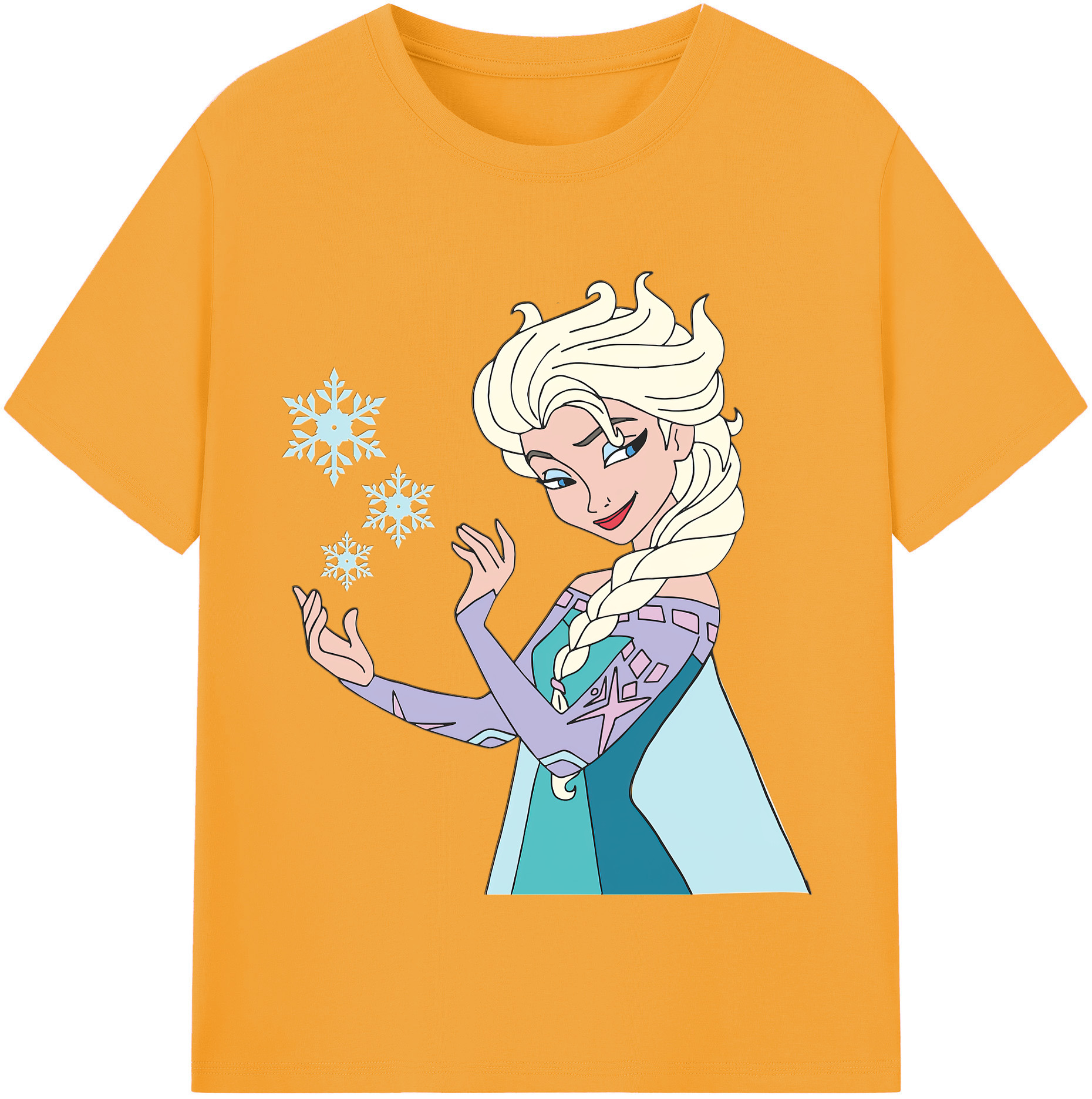 （画像用） アナと雪の女王 アンナ エルサ Frozen Anna Elsa レディースカジュアルプリントTシャツ（綿100％）