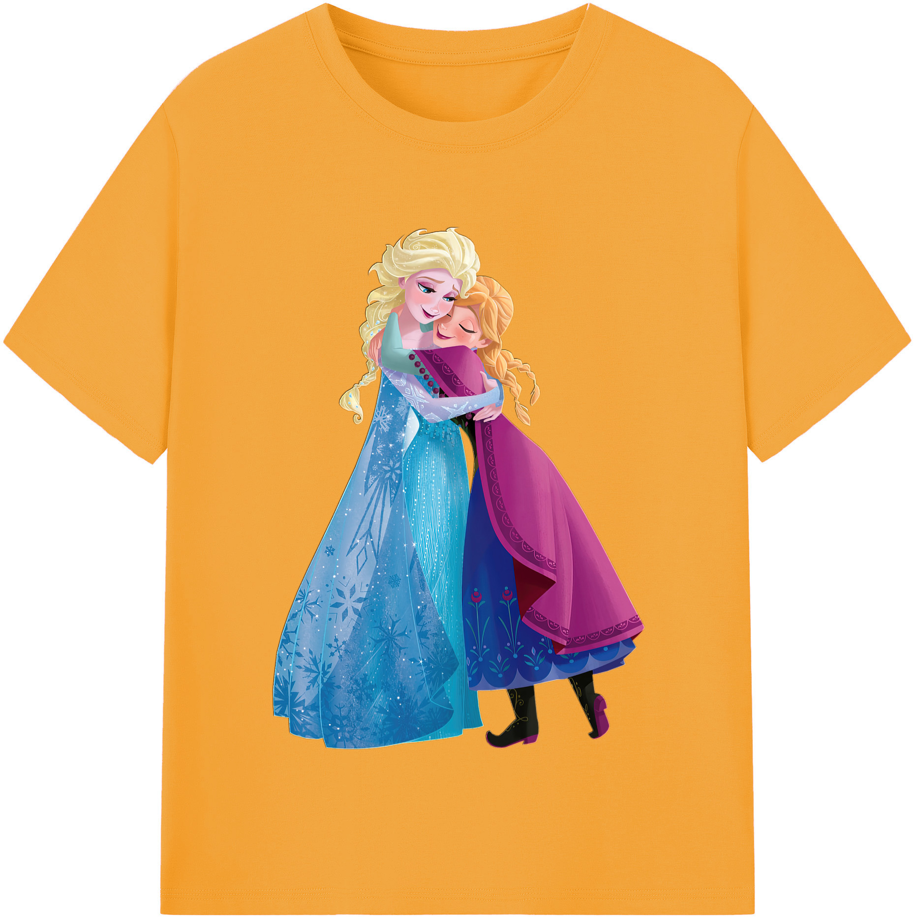 （画像用） アナと雪の女王 アンナ エルサ Frozen Anna Elsa レディースカジュアルプリントTシャツ（綿100％）