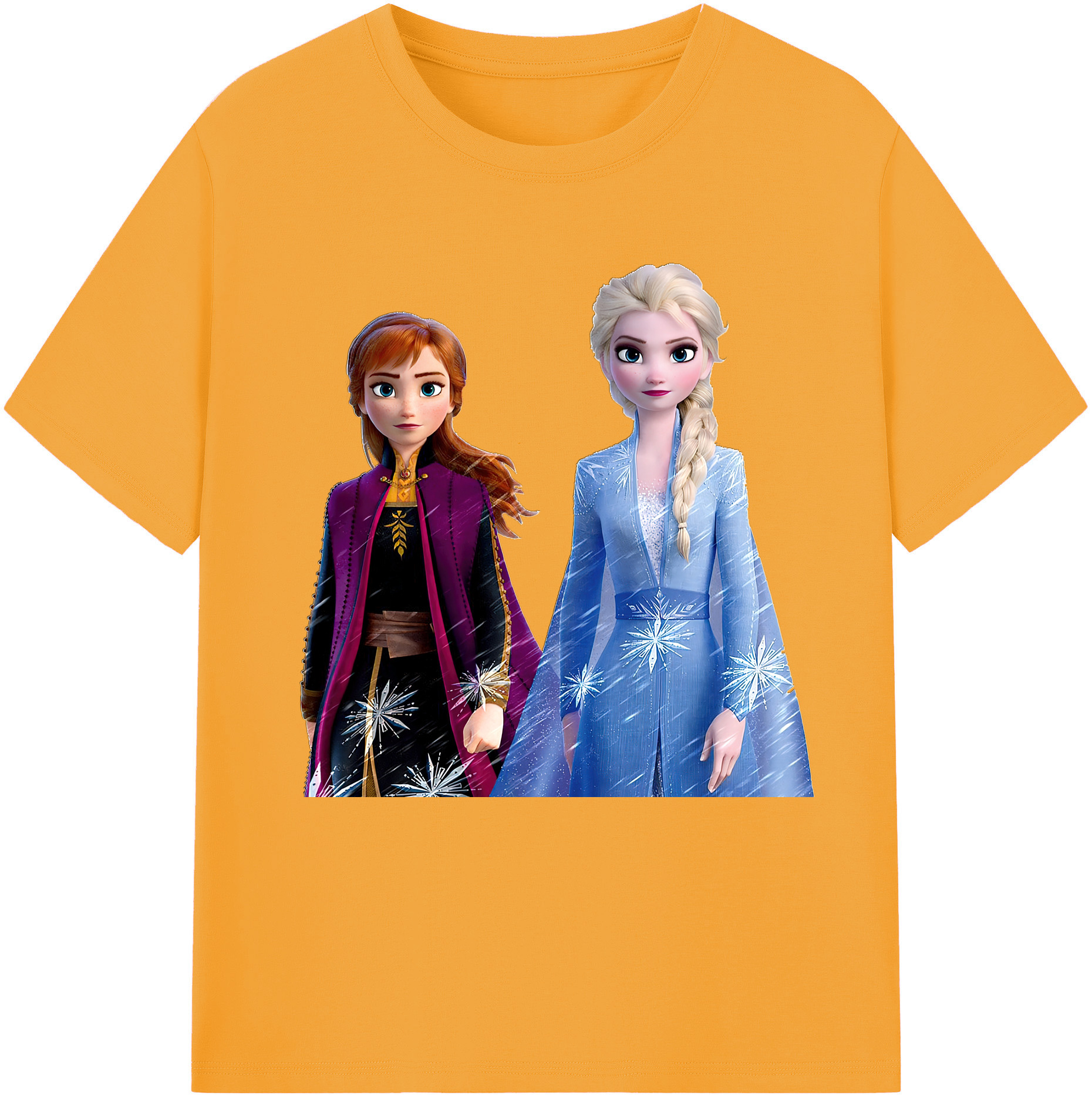 （画像用） アナと雪の女王 アンナ エルサ Frozen Anna Elsa レディースカジュアルプリントTシャツ（綿100％）