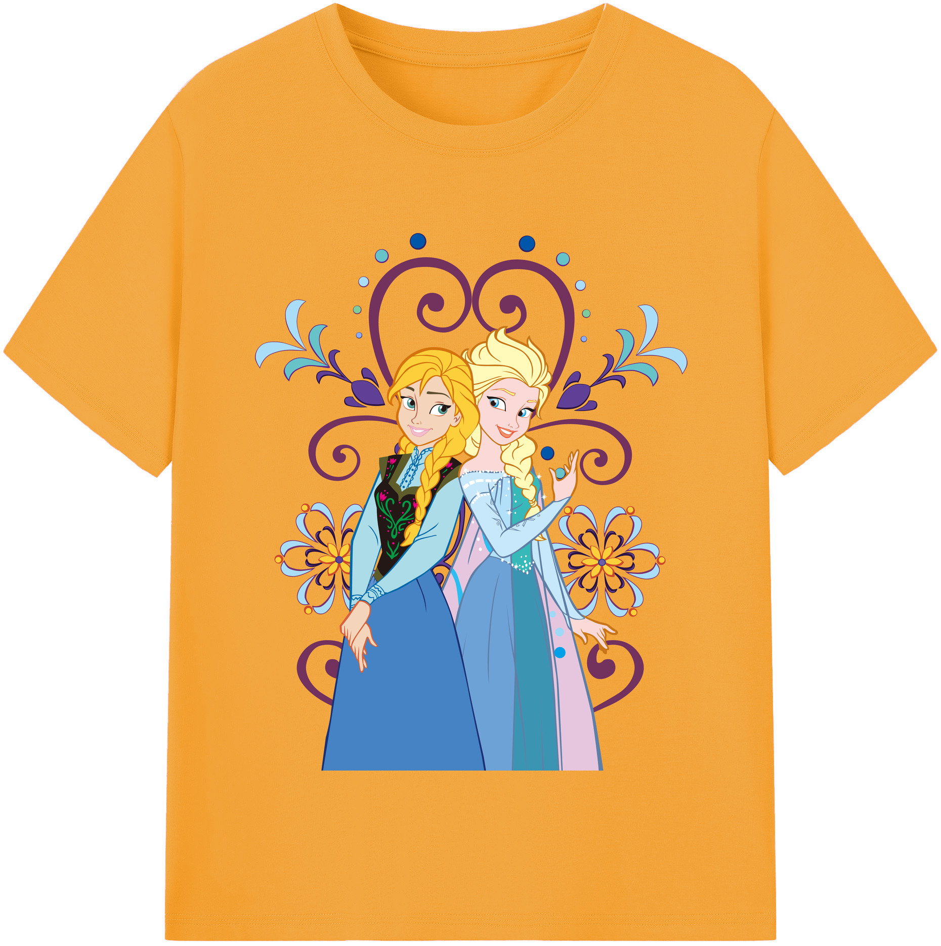 （画像用） アナと雪の女王 アンナ エルサ Frozen Anna Elsa レディースカジュアルプリントTシャツ（綿100％）