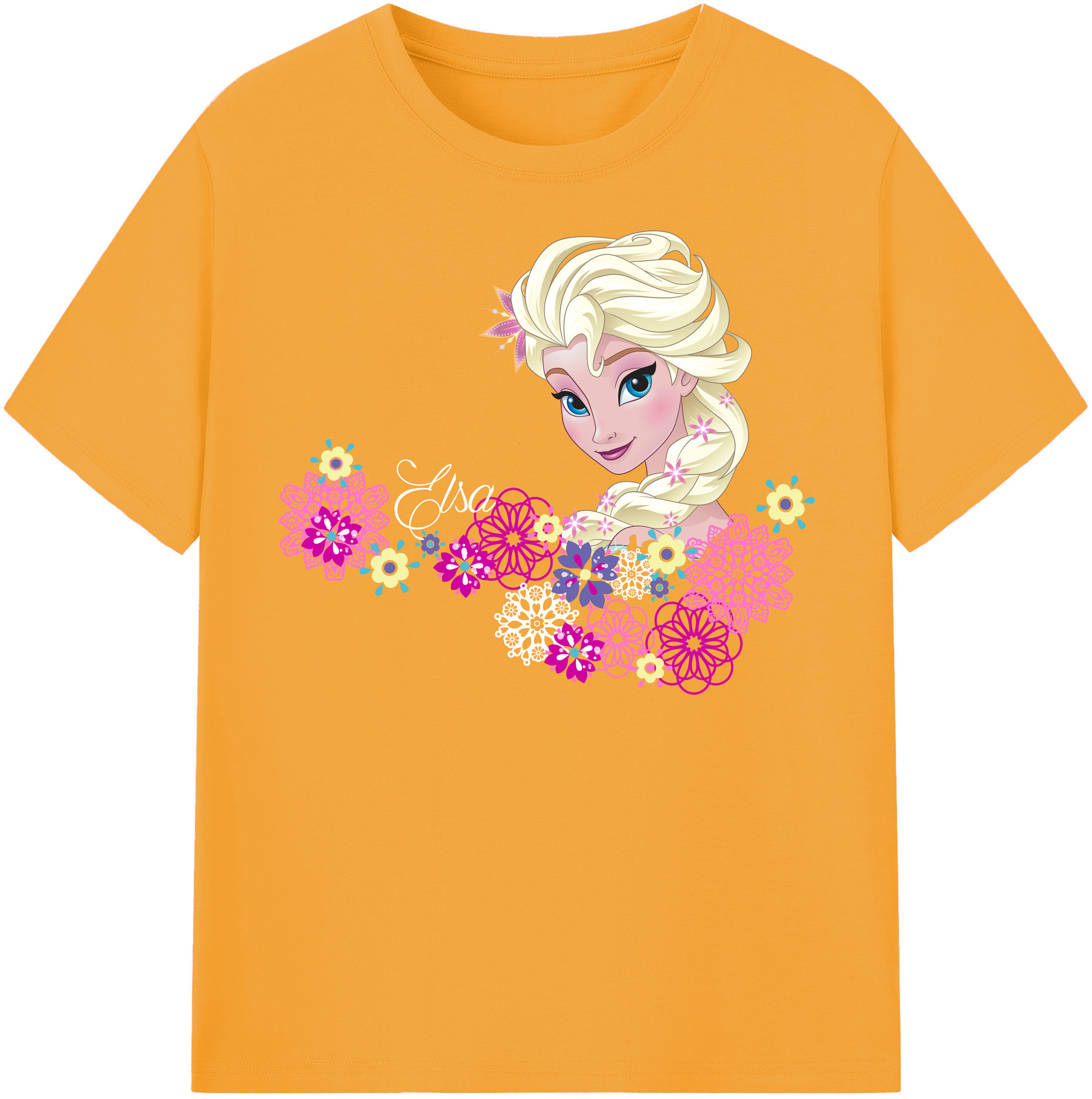 （画像用） アナと雪の女王 アンナ エルサ Frozen Anna Elsa レディースカジュアルプリントTシャツ（綿100％）