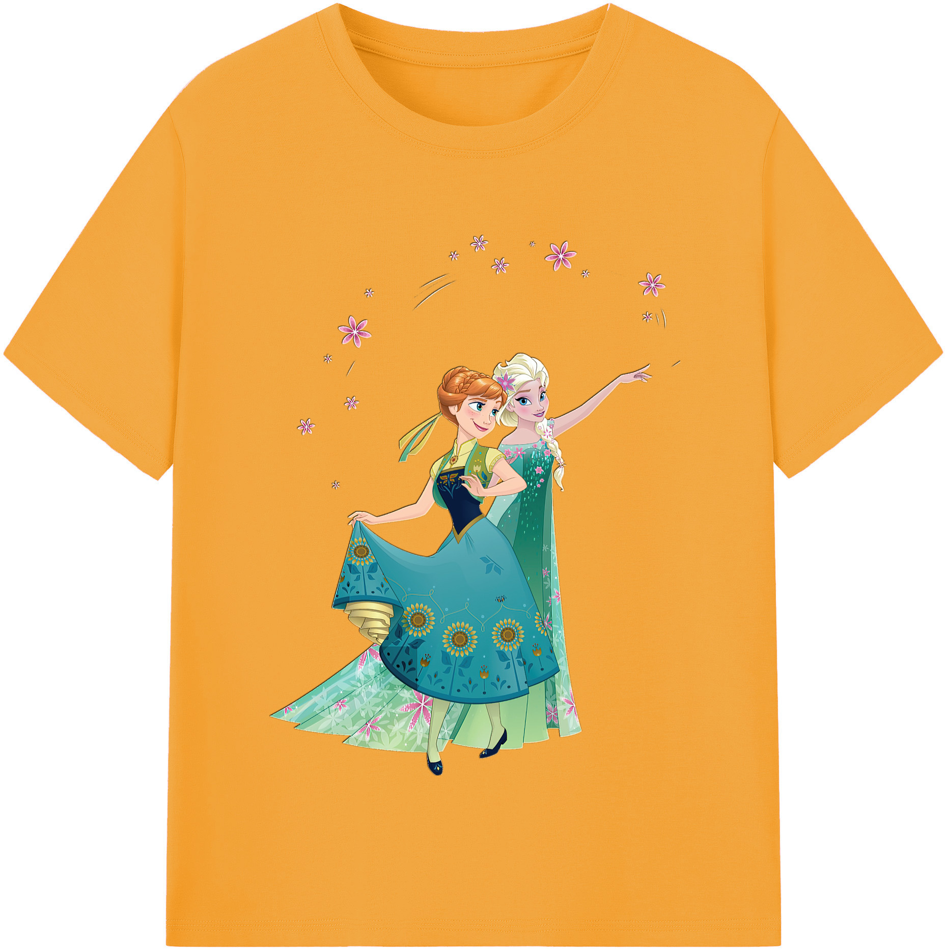 （画像用） アナと雪の女王 アンナ エルサ Frozen Anna Elsa レディースカジュアルプリントTシャツ（綿100％）