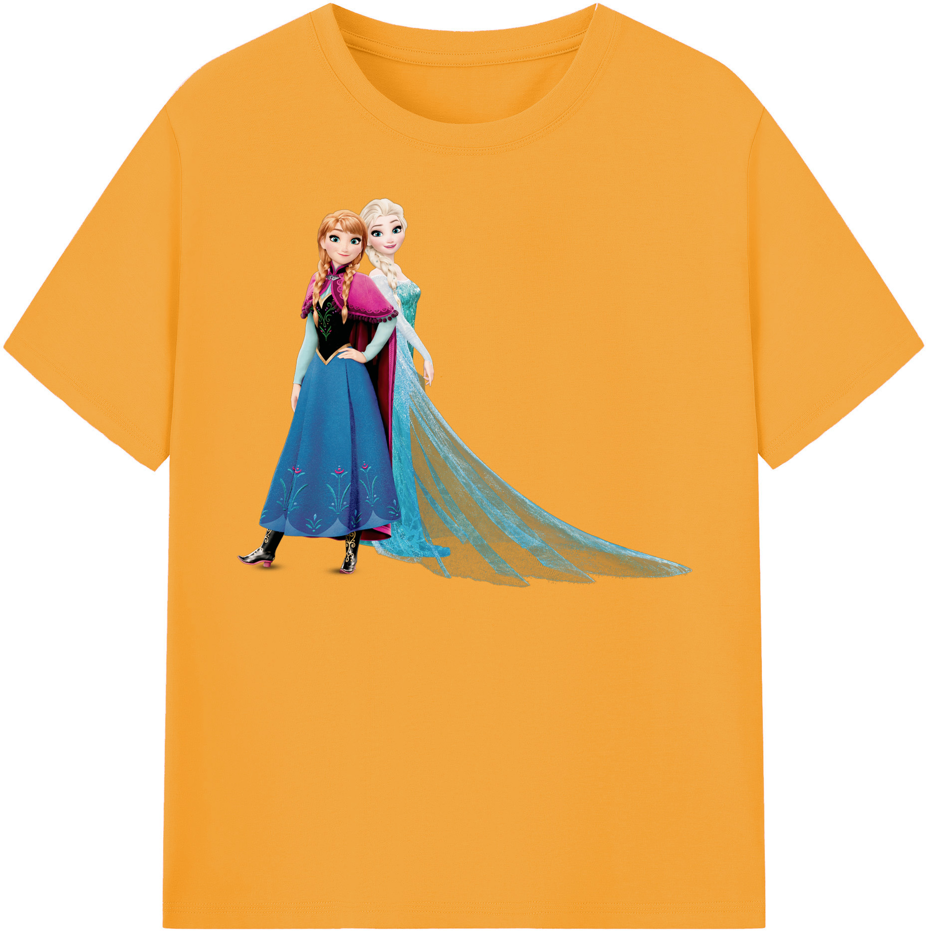 （画像用） アナと雪の女王 アンナ エルサ Frozen Anna Elsa レディースカジュアルプリントTシャツ（綿100％）