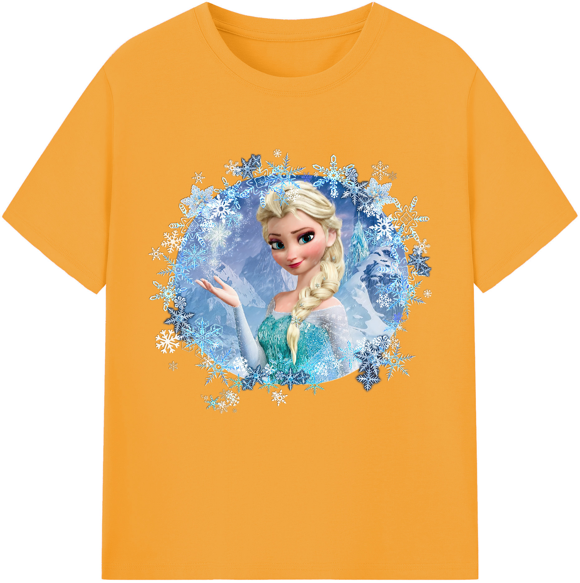 （画像用） アナと雪の女王 アンナ エルサ Frozen Anna Elsa レディースカジュアルプリントTシャツ（綿100％）