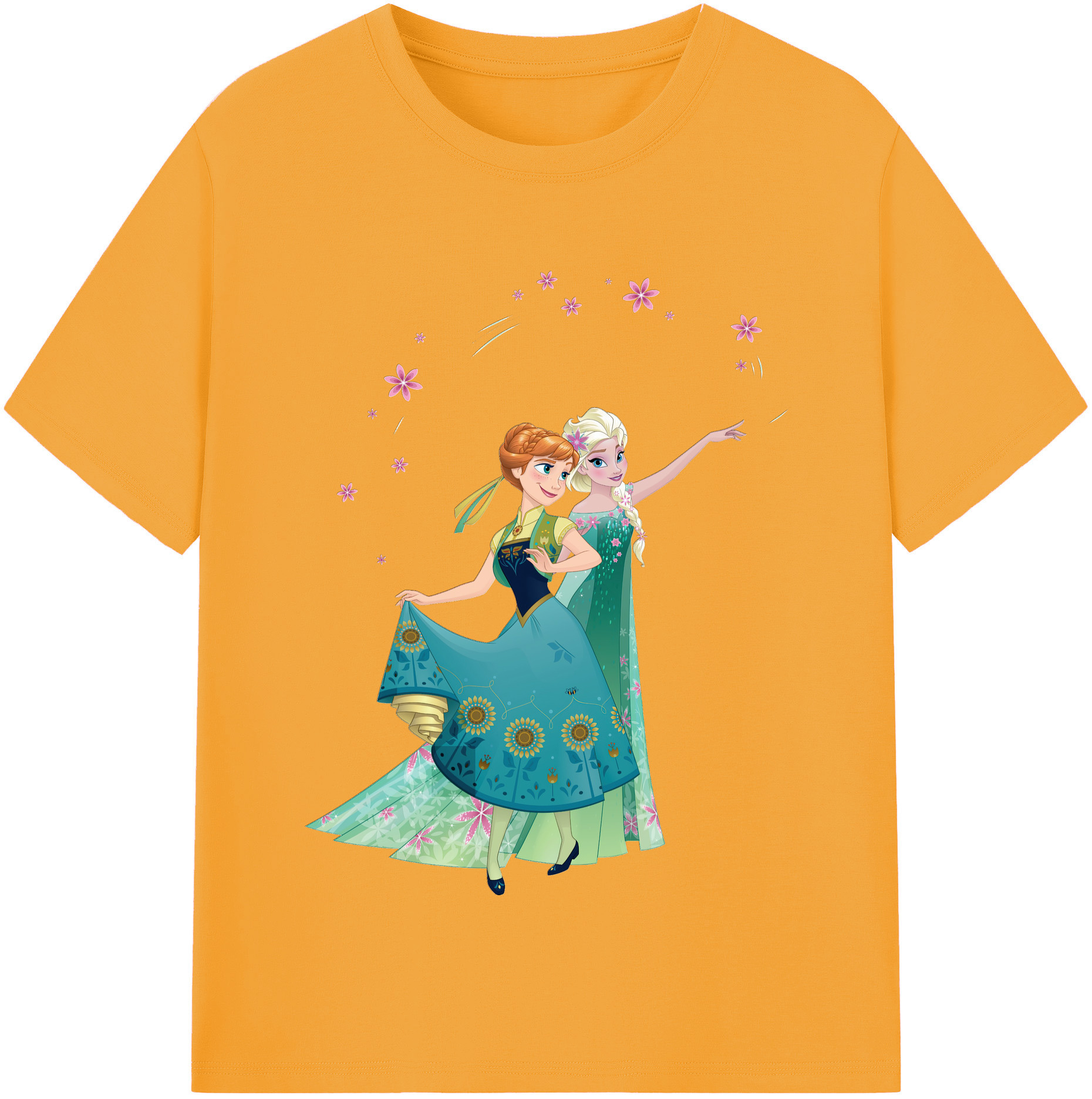 （画像用） アナと雪の女王 アンナ エルサ Frozen Anna Elsa レディースカジュアルプリントTシャツ（綿100％）