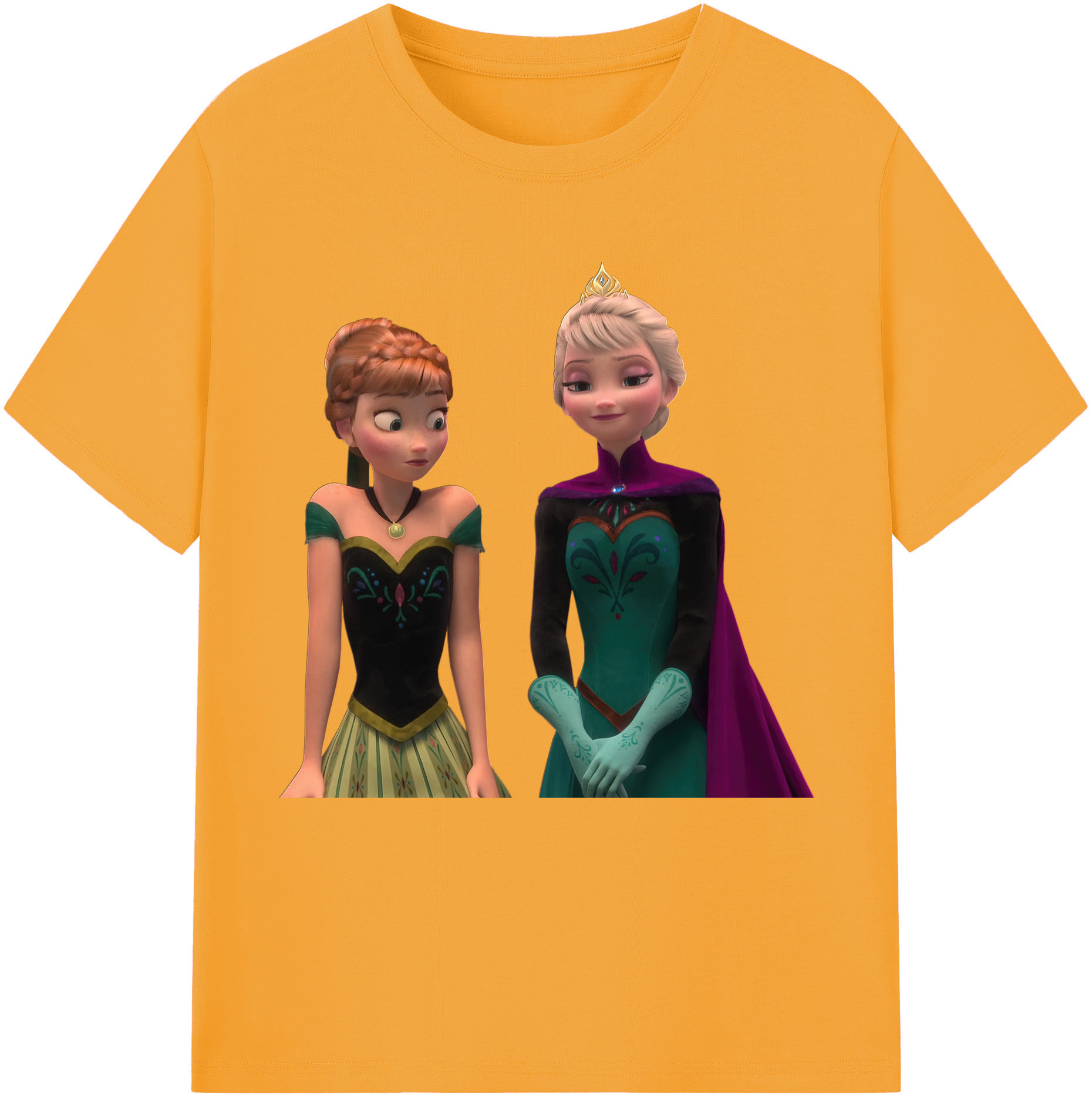 （画像用） アナと雪の女王 アンナ エルサ Frozen Anna Elsa レディースカジュアルプリントTシャツ（綿100％）