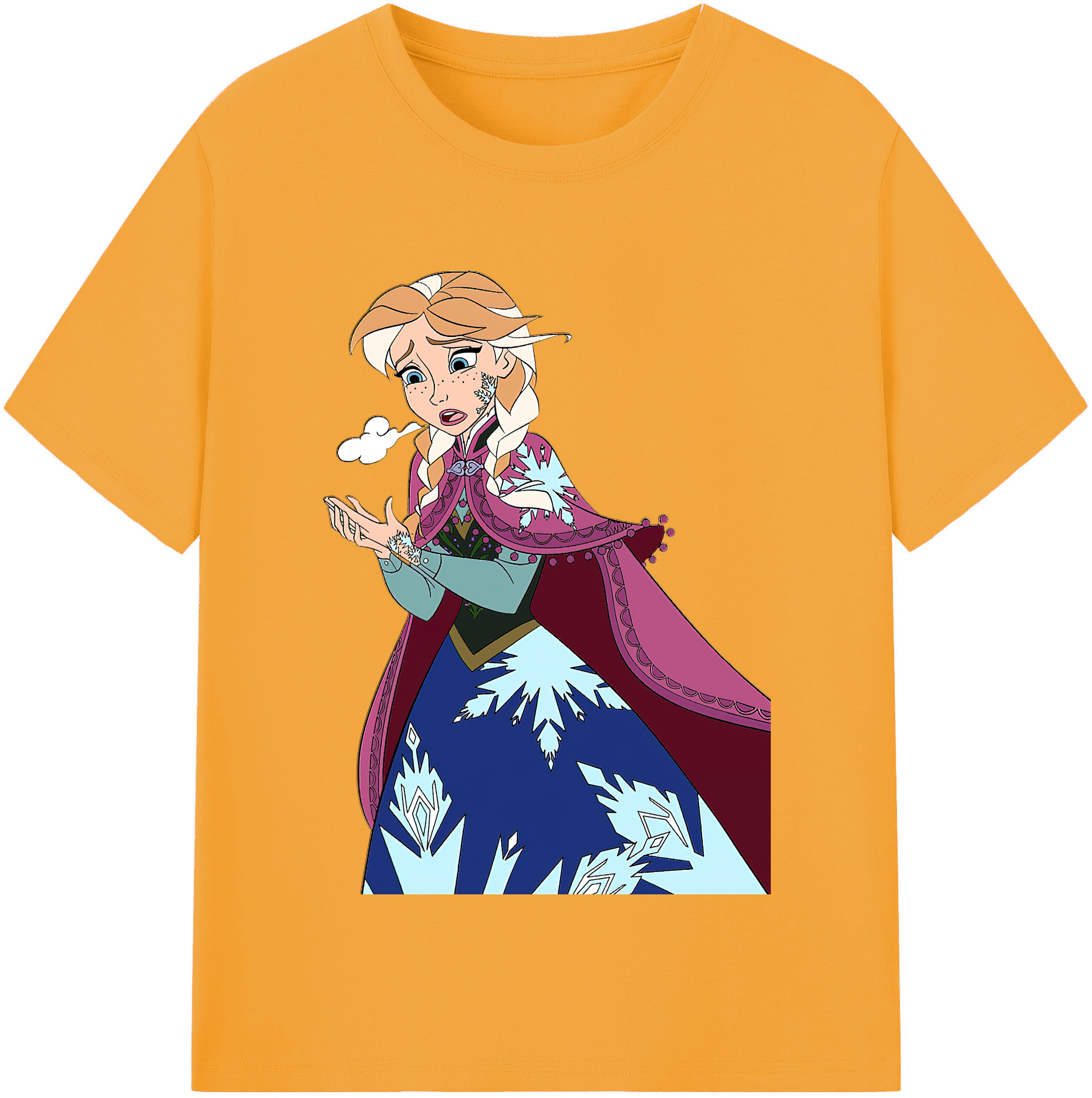 （画像用） アナと雪の女王 アンナ エルサ Frozen Anna Elsa レディースカジュアルプリントTシャツ（綿100％）