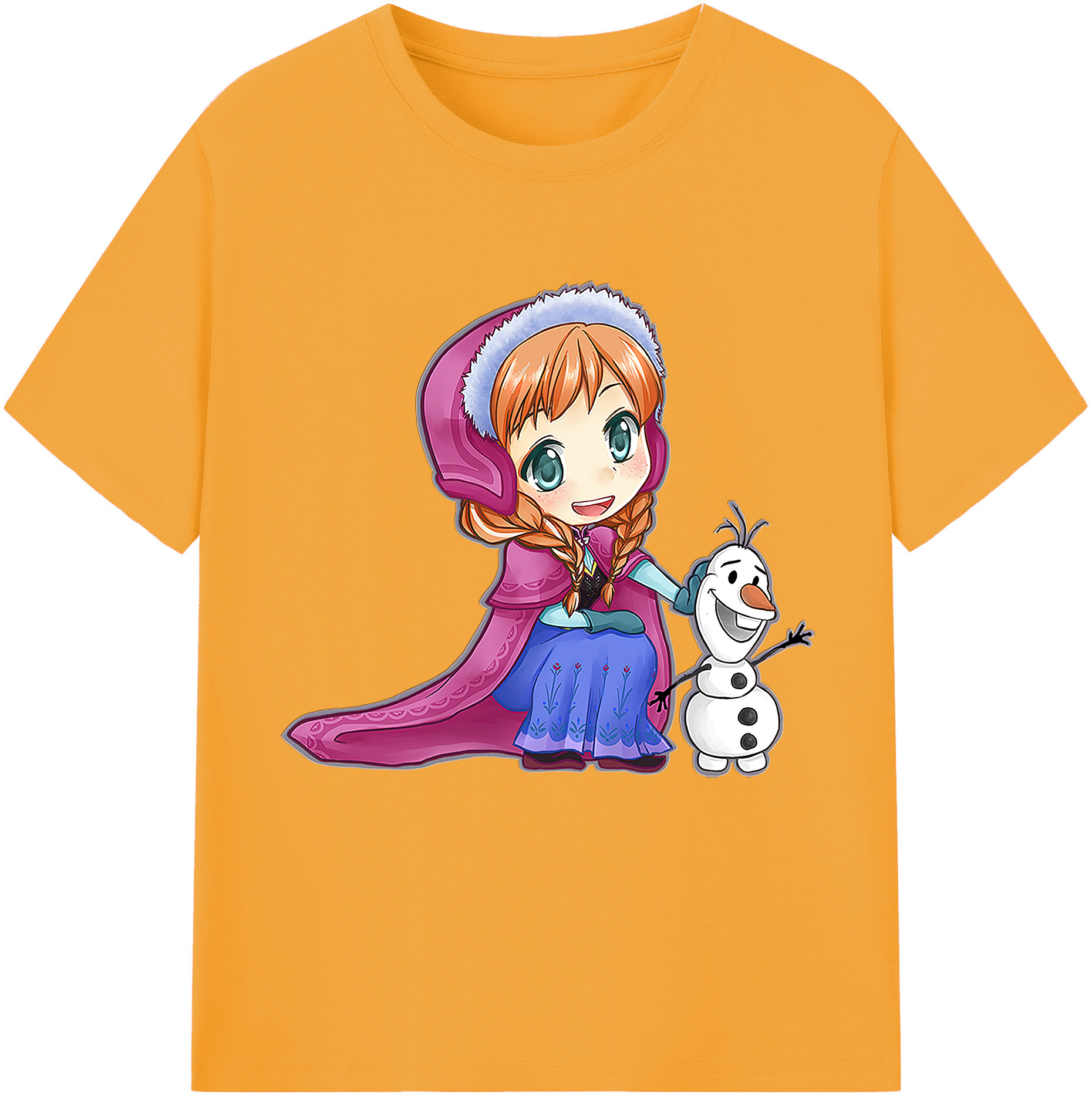 （画像用） アナと雪の女王 アンナ エルサ Frozen Anna Elsa レディースカジュアルプリントTシャツ（綿100％）