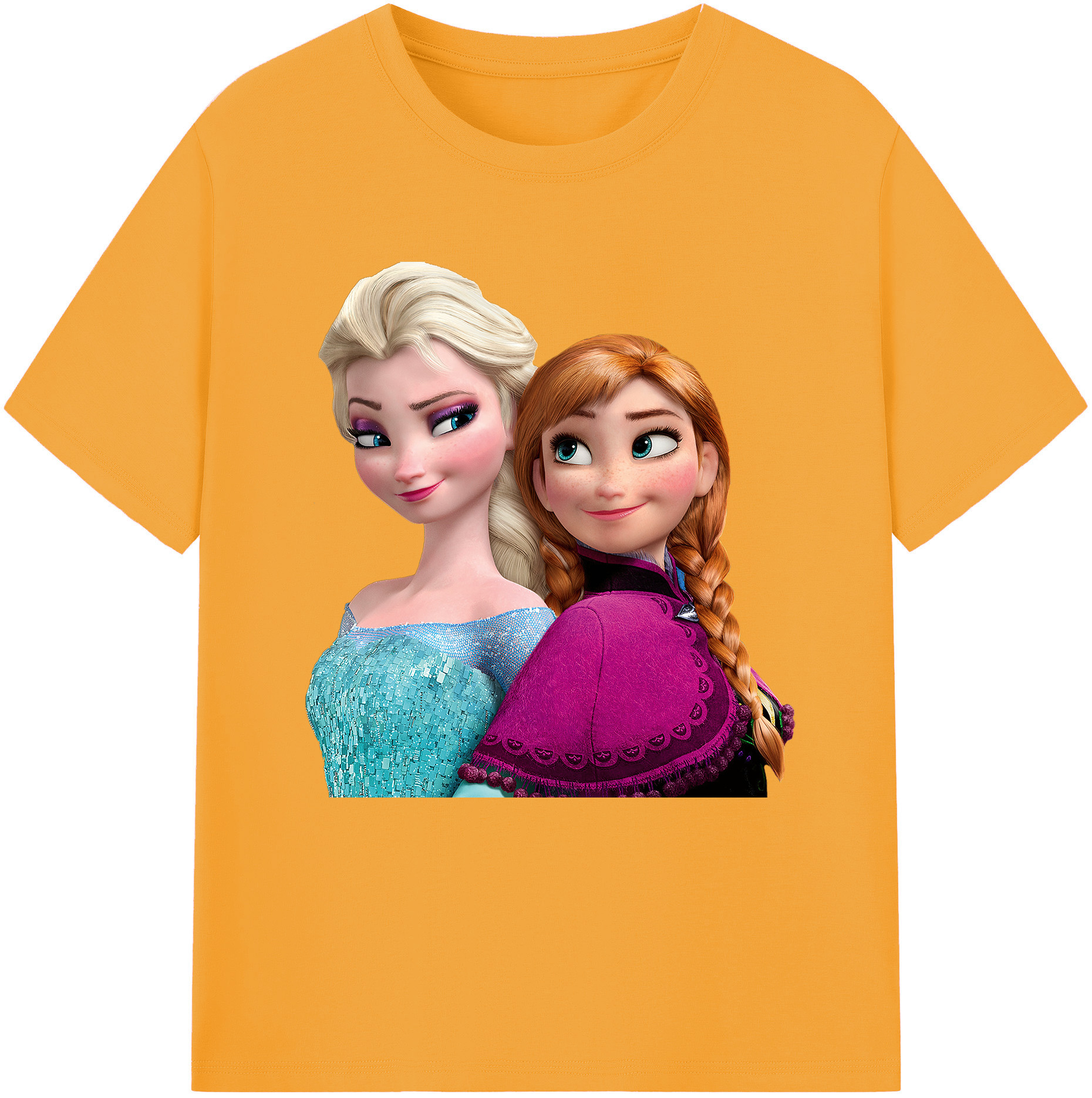 （画像用） アナと雪の女王 アンナ エルサ Frozen Anna Elsa レディースカジュアルプリントTシャツ（綿100％）