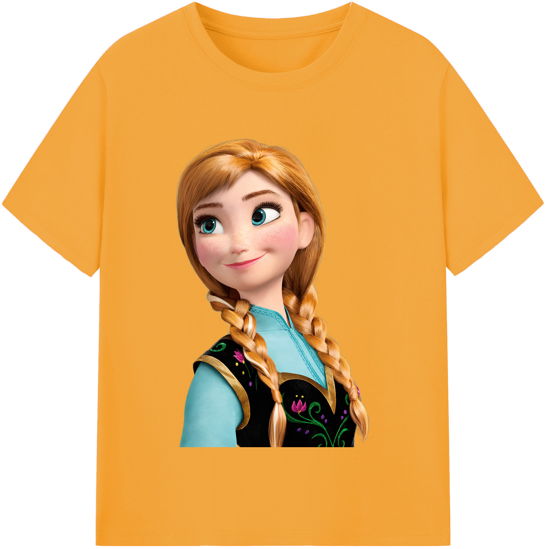 （画像用） アナと雪の女王 アンナ エルサ Frozen Anna Elsa レディースカジュアルプリントTシャツ（綿100％）