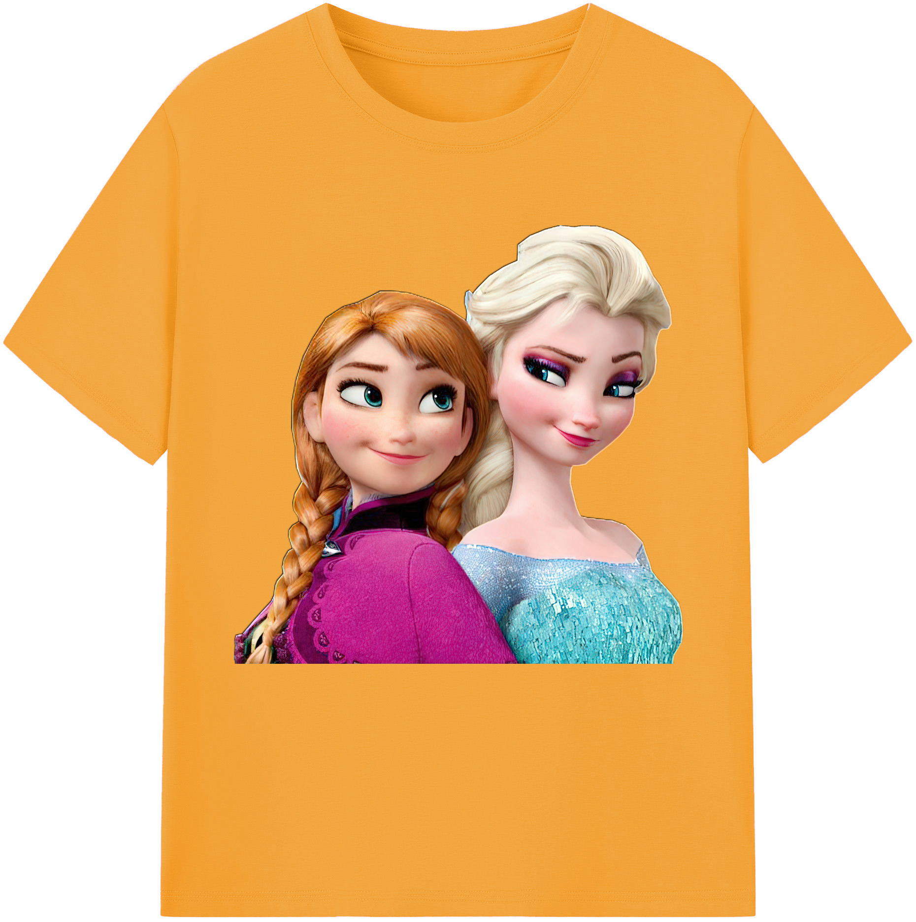 （画像用） アナと雪の女王 アンナ エルサ Frozen Anna Elsa レディースカジュアルプリントTシャツ（綿100％）