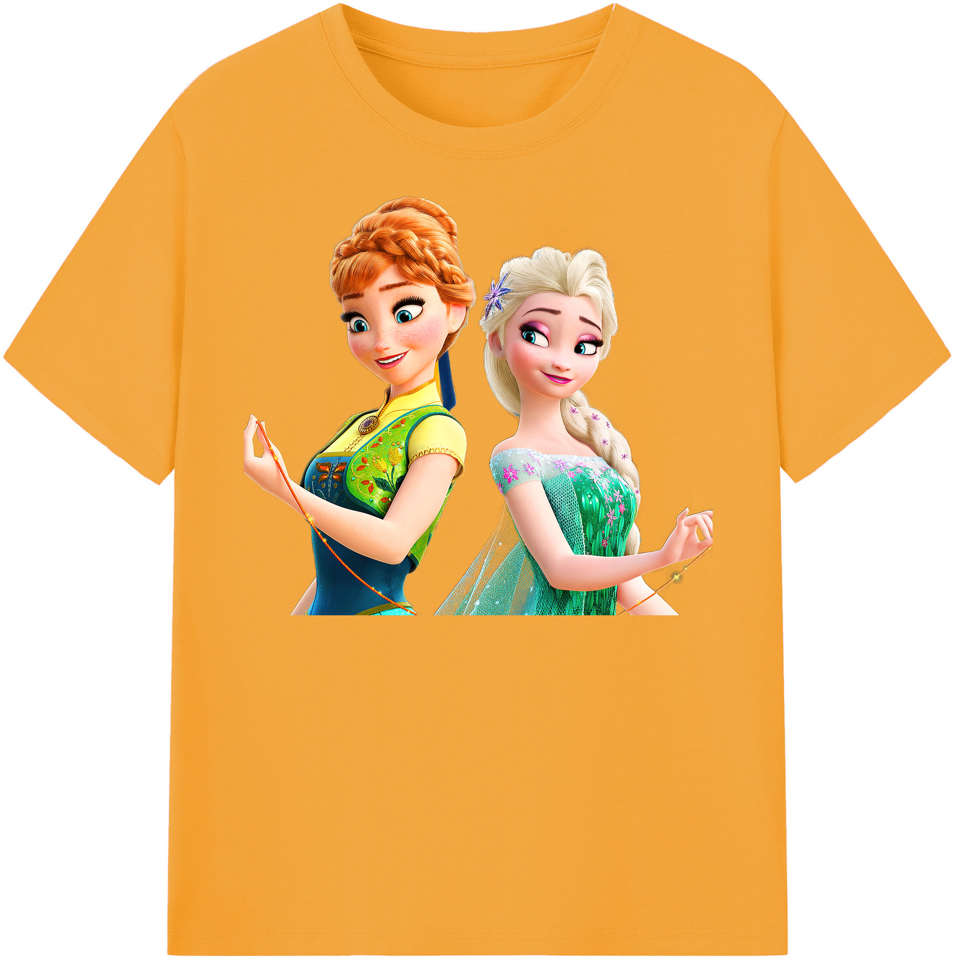 （画像用） アナと雪の女王 アンナ エルサ Frozen Anna Elsa レディースカジュアルプリントTシャツ（綿100％）
