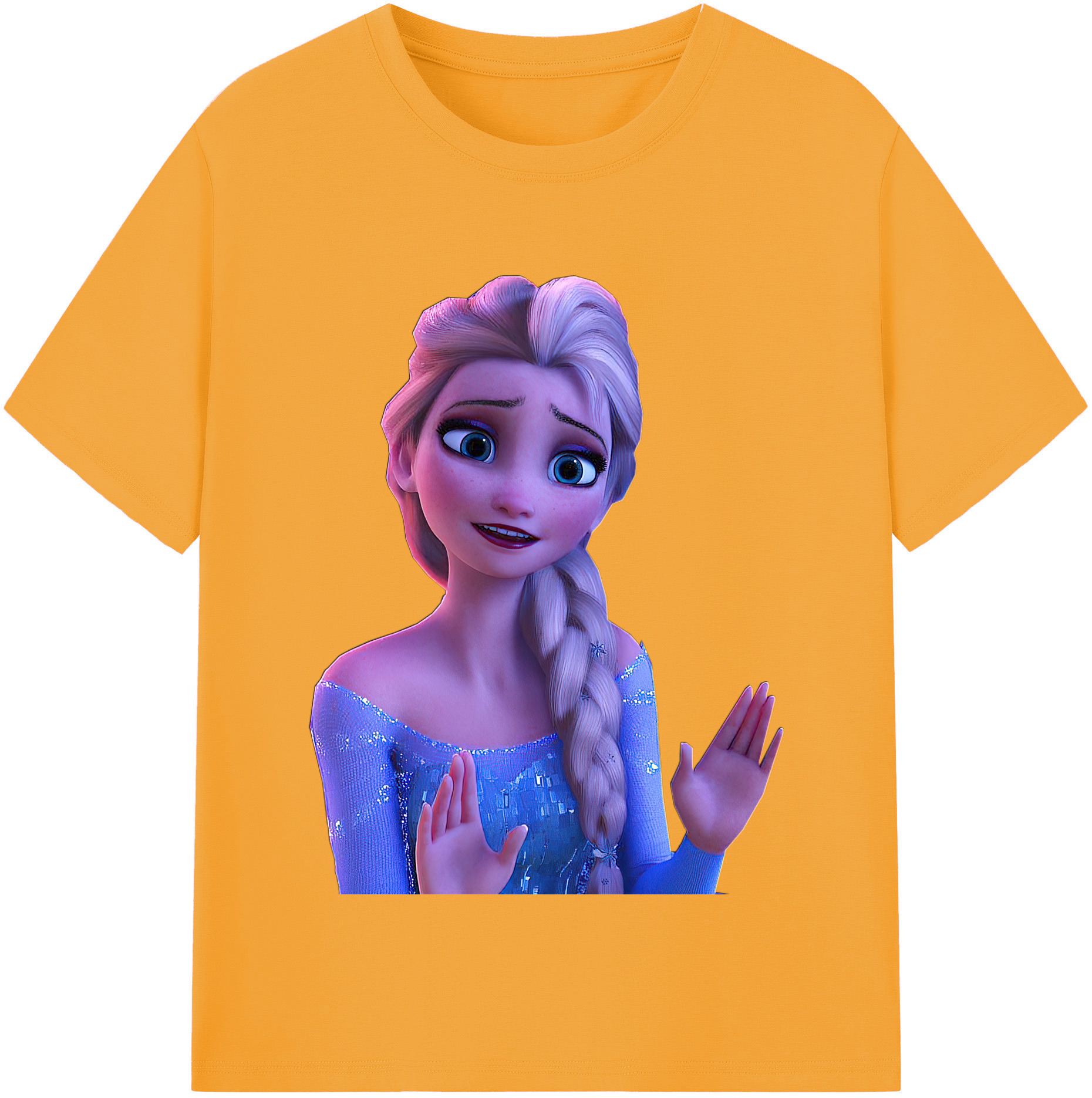 （画像用） アナと雪の女王 アンナ エルサ Frozen Anna Elsa レディースカジュアルプリントTシャツ（綿100％）