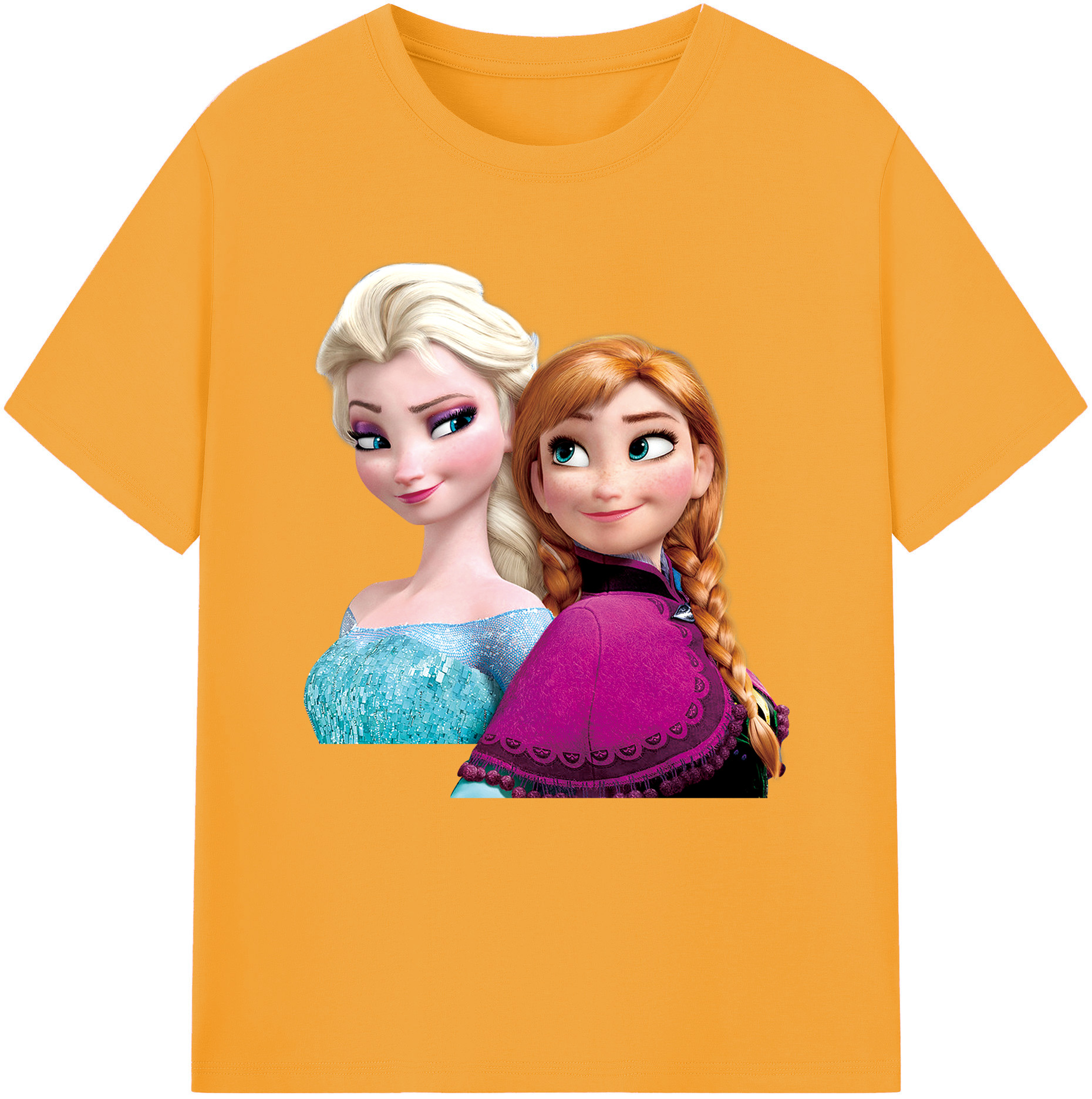（画像用） アナと雪の女王 アンナ エルサ Frozen Anna Elsa レディースカジュアルプリントTシャツ（綿100％）