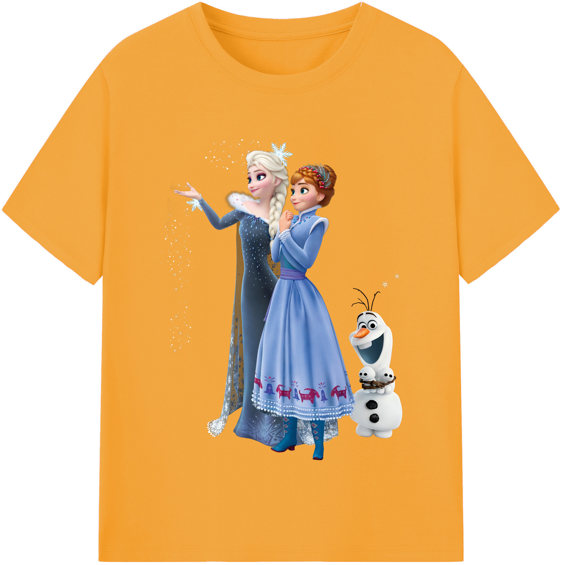 （画像用） アナと雪の女王 アンナ エルサ Frozen Anna Elsa レディースカジュアルプリントTシャツ（綿100％）