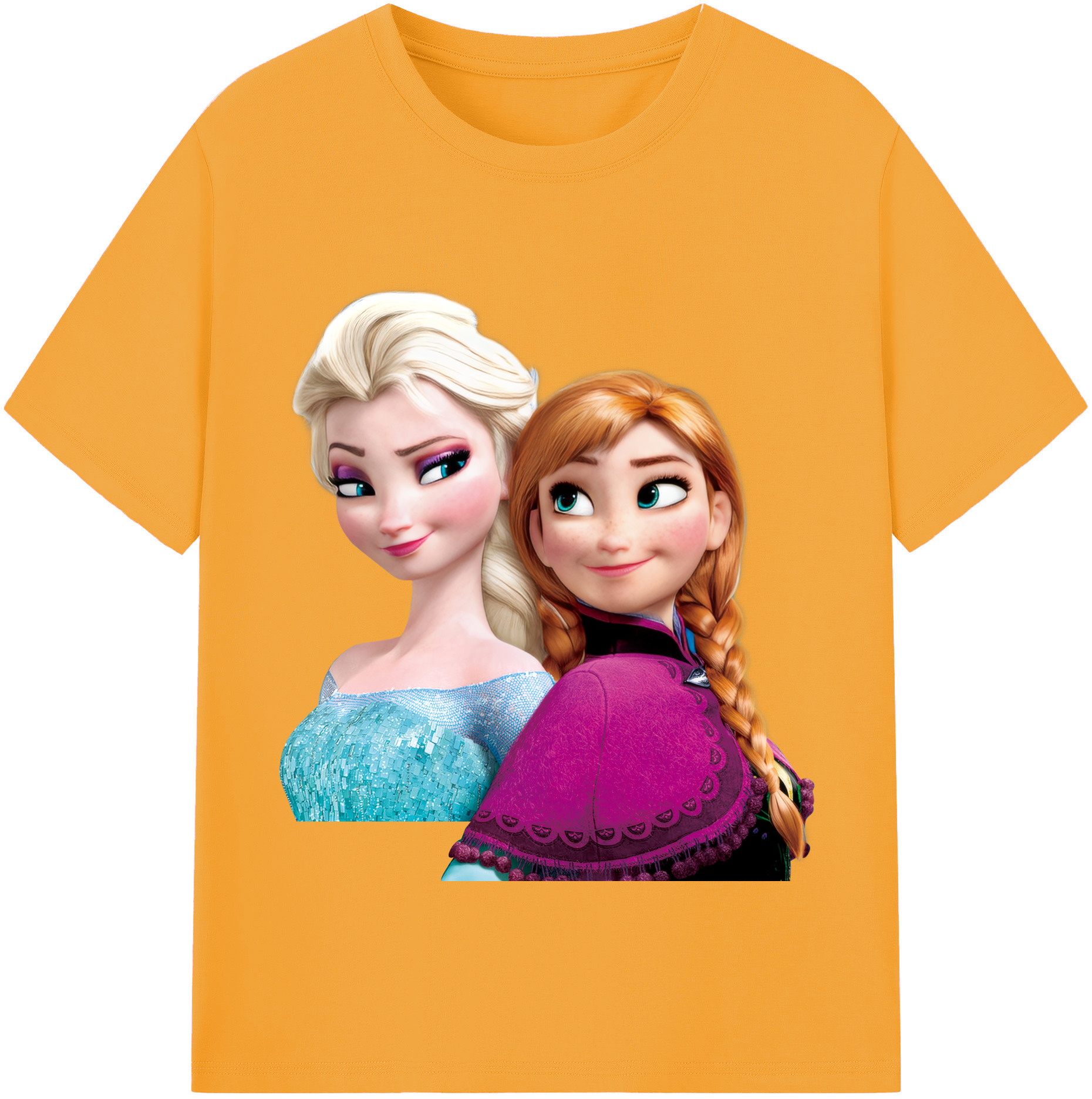 （画像用） アナと雪の女王 アンナ エルサ Frozen Anna Elsa レディースカジュアルプリントTシャツ（綿100％）