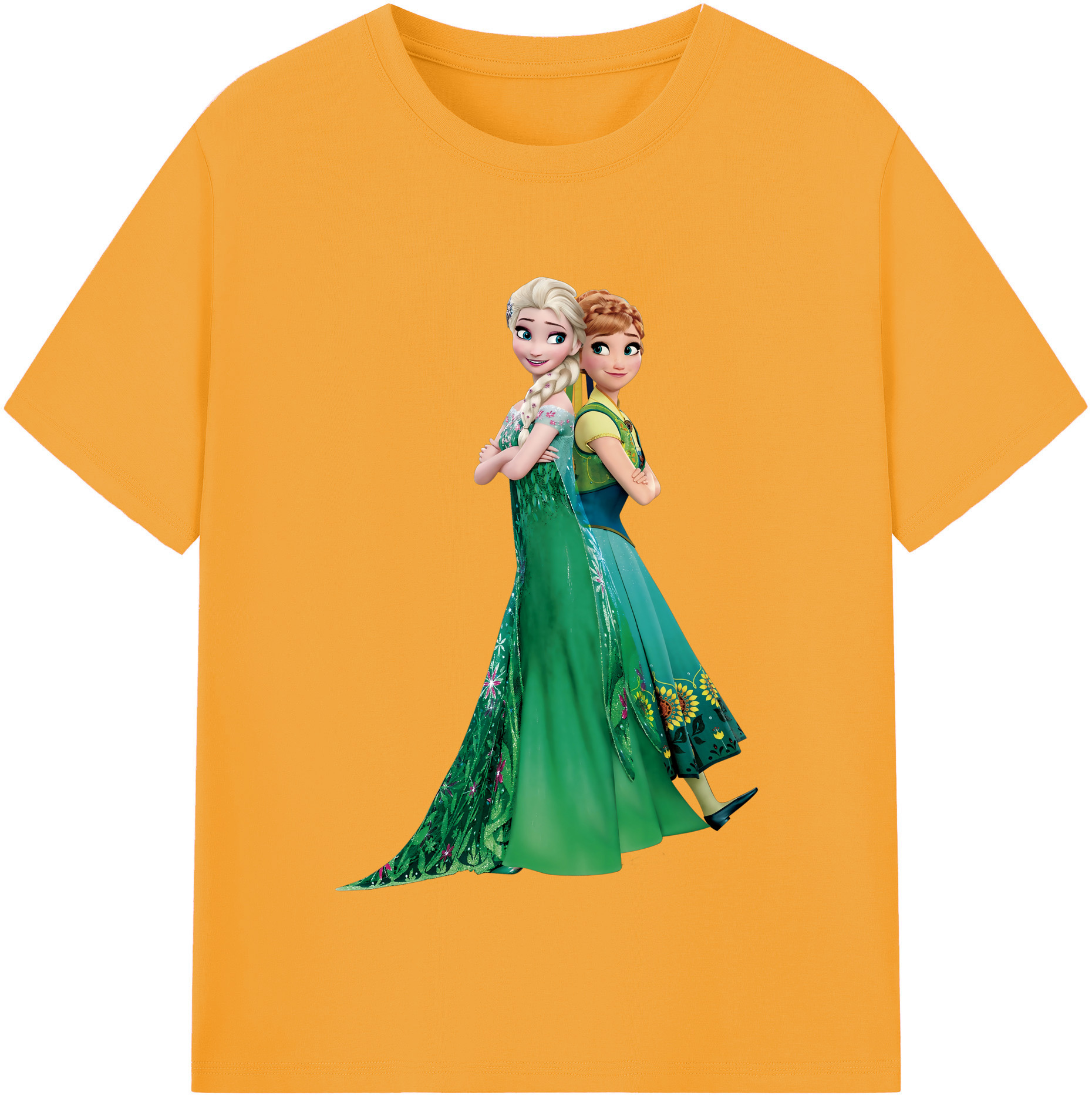 （画像用） アナと雪の女王 アンナ エルサ Frozen Anna Elsa レディースカジュアルプリントTシャツ（綿100％）