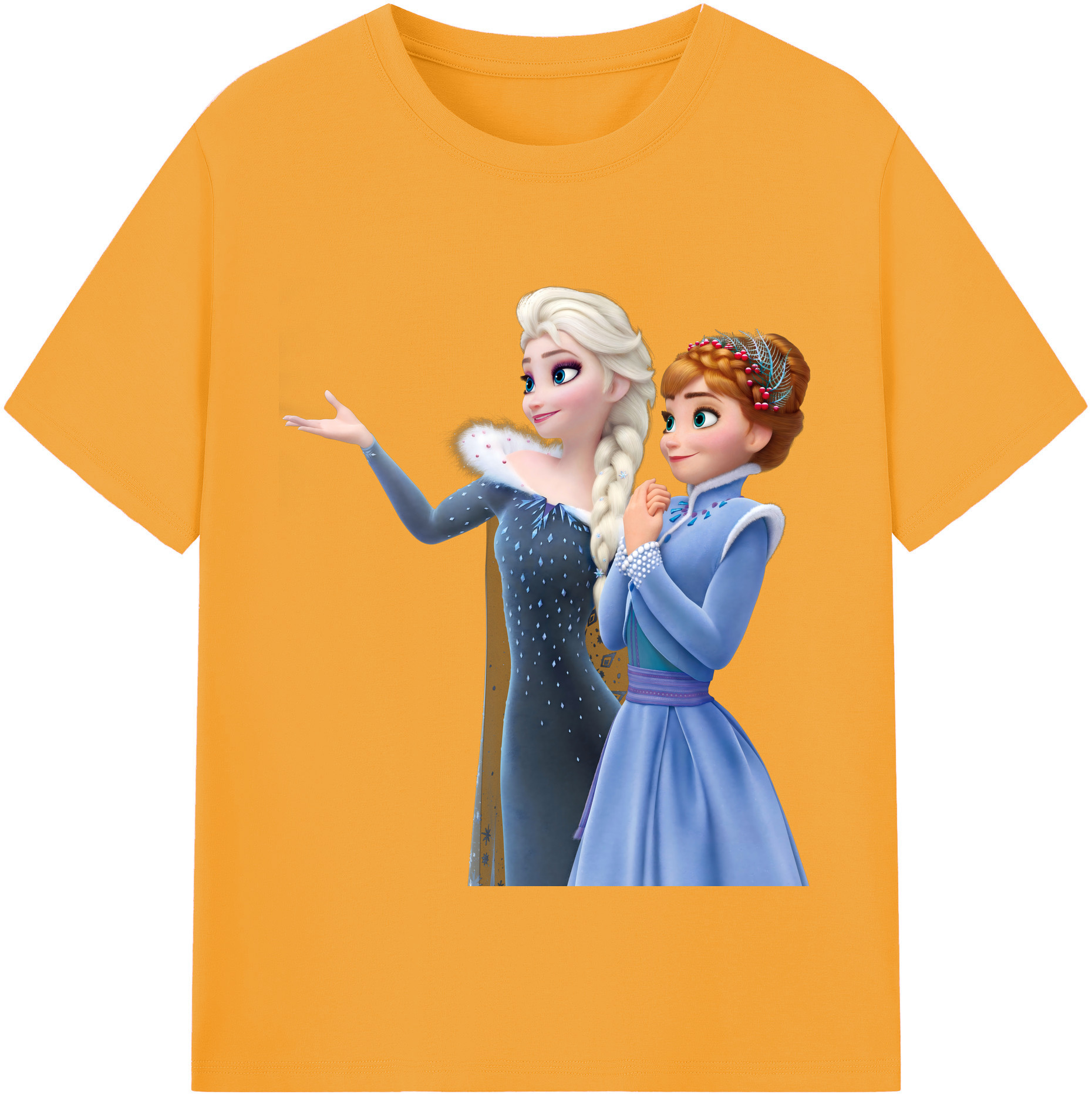 （画像用） アナと雪の女王 アンナ エルサ Frozen Anna Elsa レディースカジュアルプリントTシャツ（綿100％）