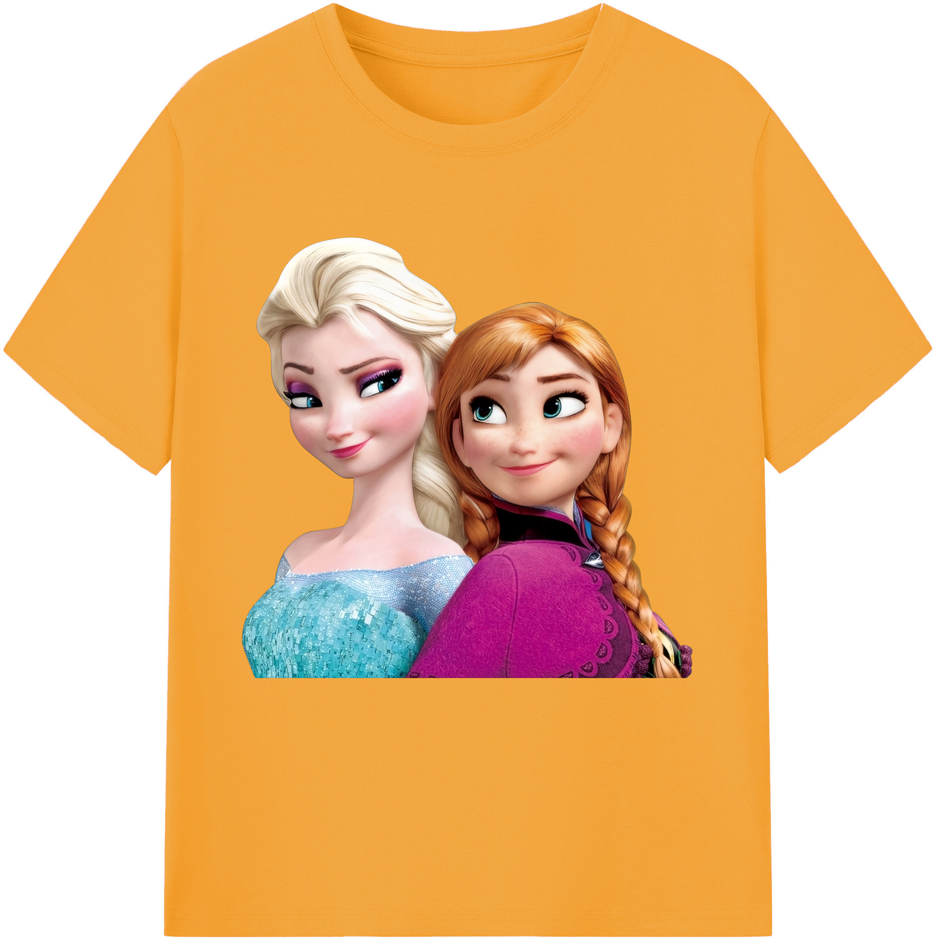 （画像用） アナと雪の女王 アンナ エルサ Frozen Anna Elsa レディースカジュアルプリントTシャツ（綿100％）