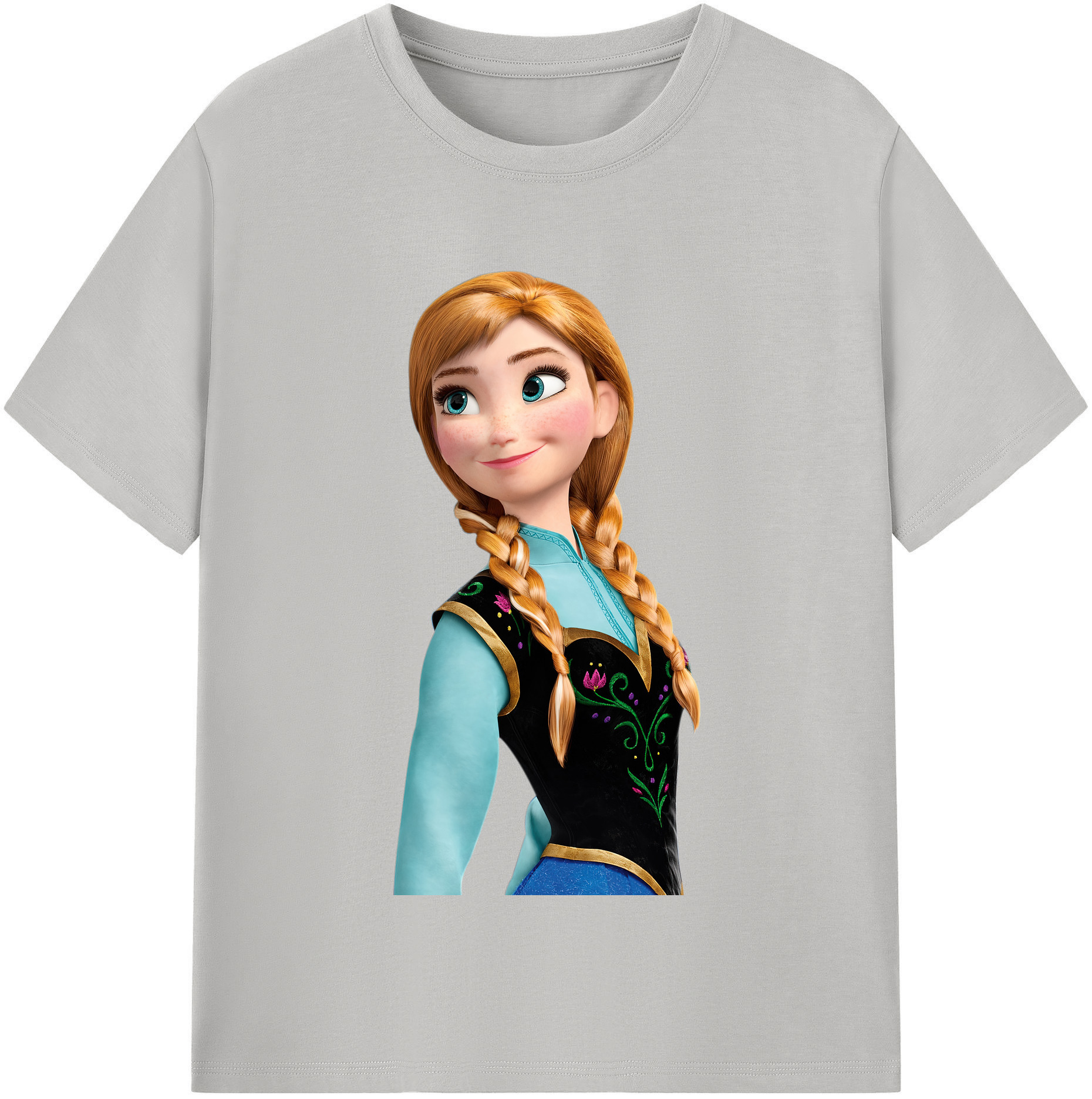 （画像用） アナと雪の女王 アンナ エルサ Frozen Anna Elsa レディースカジュアルプリントTシャツ（綿100％）
