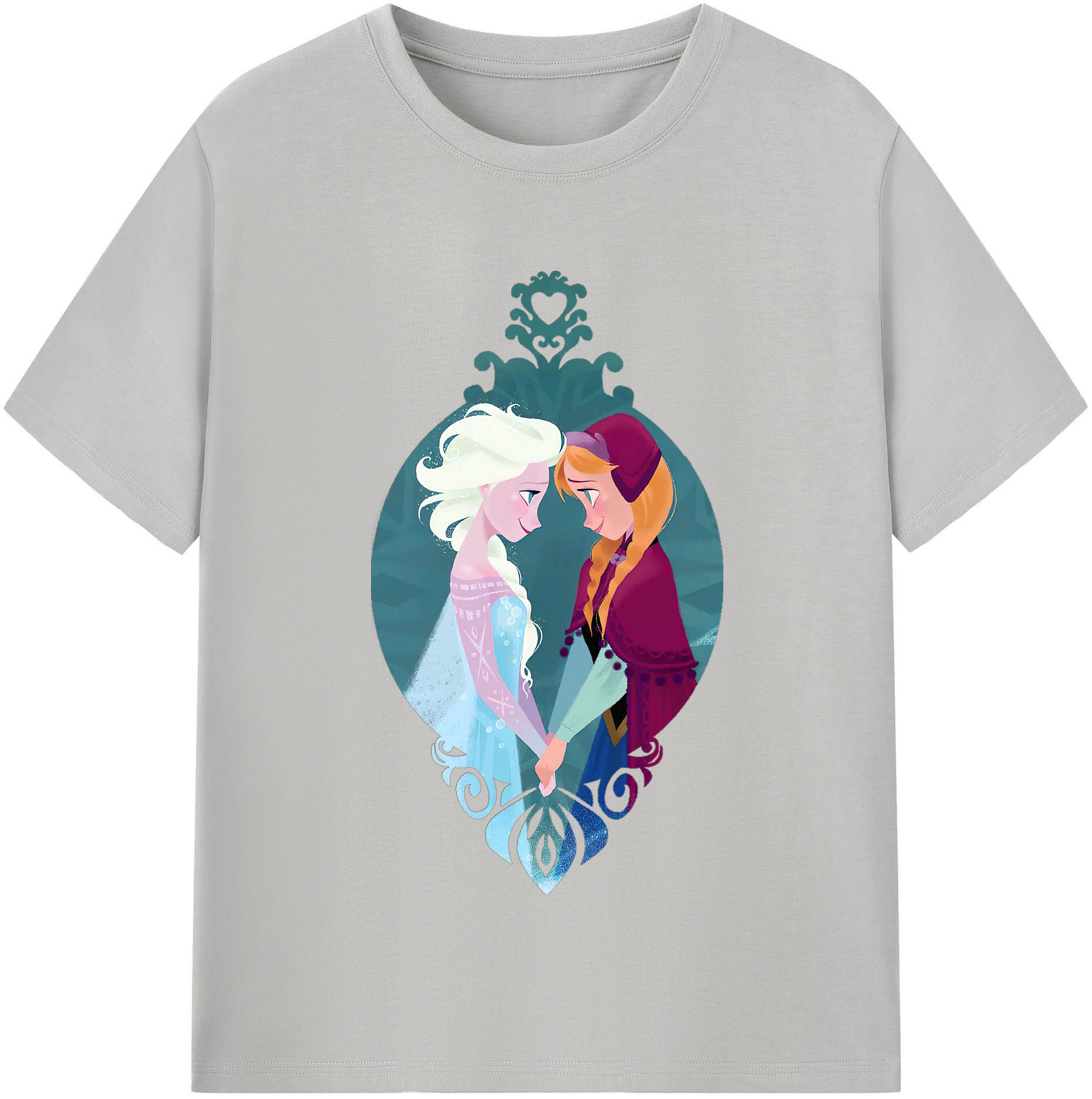 （画像用） アナと雪の女王 アンナ エルサ Frozen Anna Elsa レディースカジュアルプリントTシャツ（綿100％）