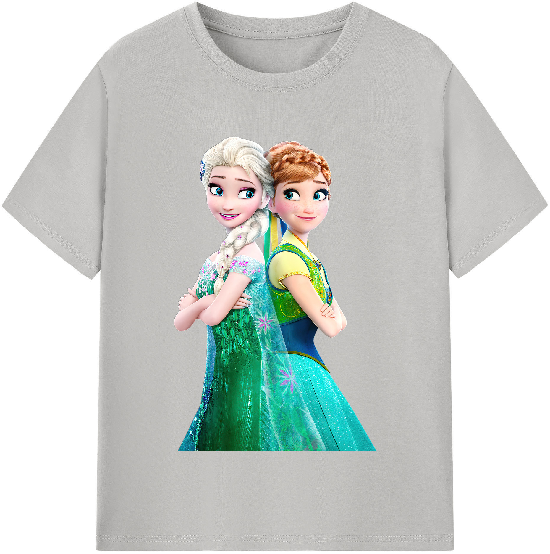 （画像用） アナと雪の女王 アンナ エルサ Frozen Anna Elsa レディースカジュアルプリントTシャツ（綿100％）