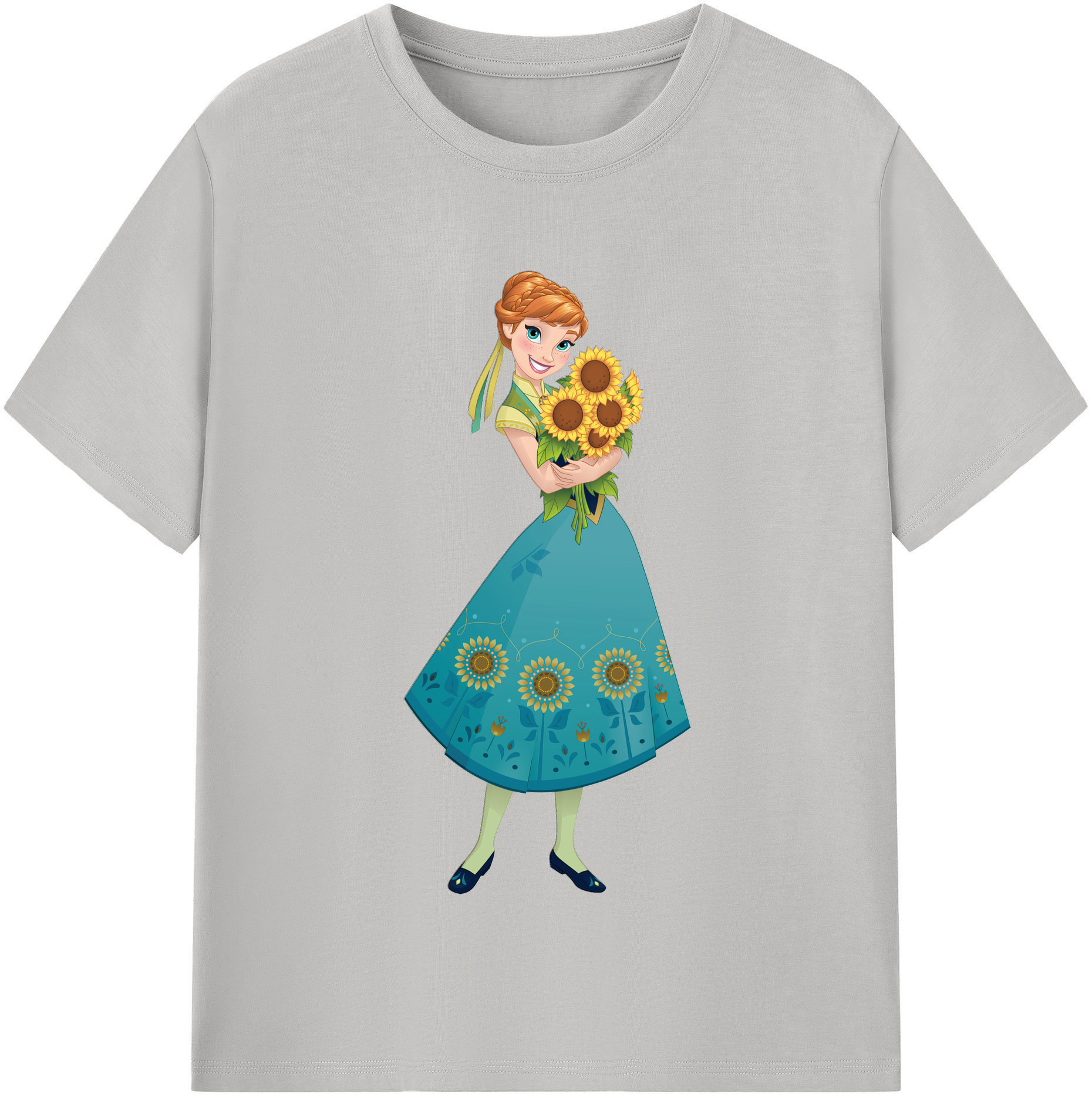 （画像用） アナと雪の女王 アンナ エルサ Frozen Anna Elsa レディースカジュアルプリントTシャツ（綿100％）