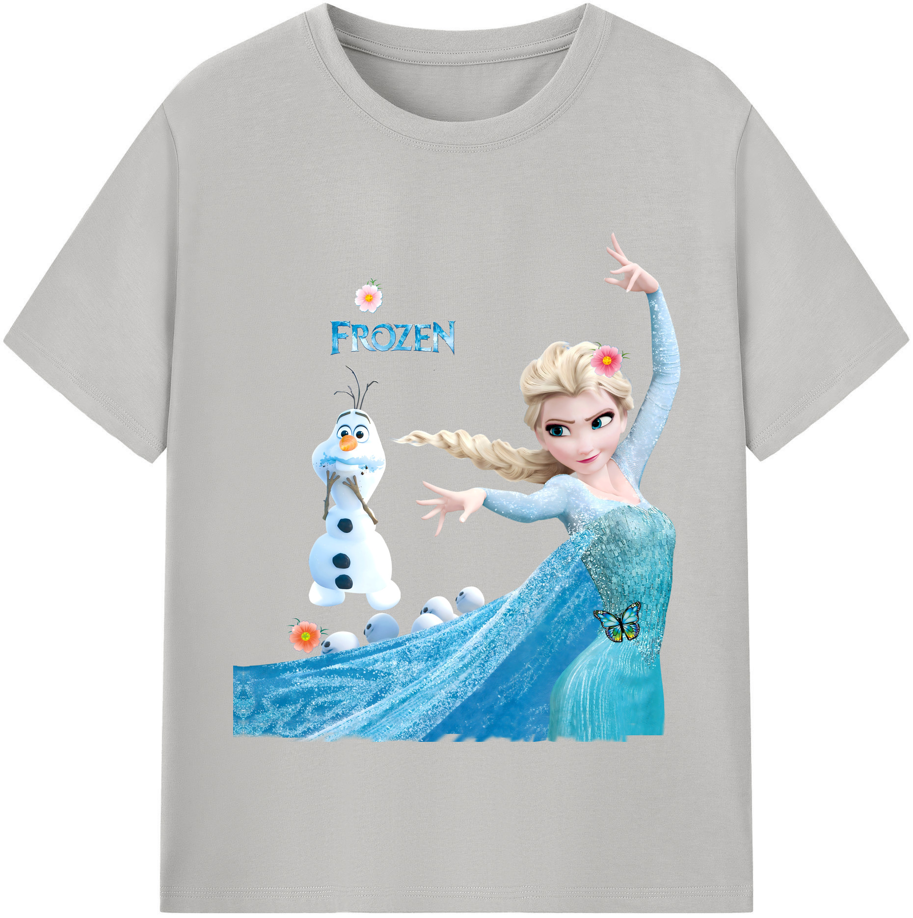 （画像用） アナと雪の女王 アンナ エルサ Frozen Anna Elsa レディースカジュアルプリントTシャツ（綿100％）