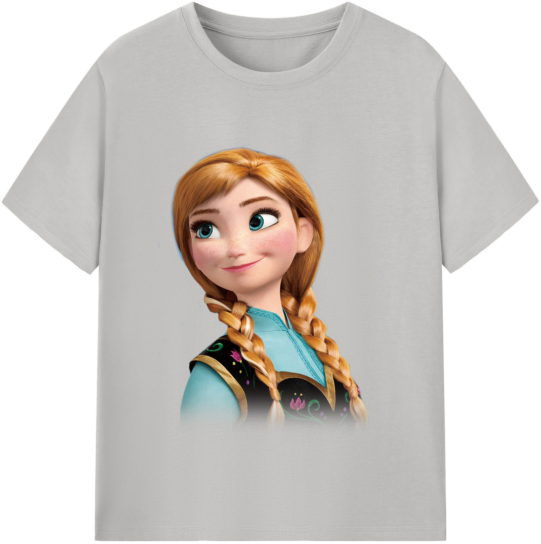 （画像用） アナと雪の女王 アンナ エルサ Frozen Anna Elsa レディースカジュアルプリントTシャツ（綿100％）