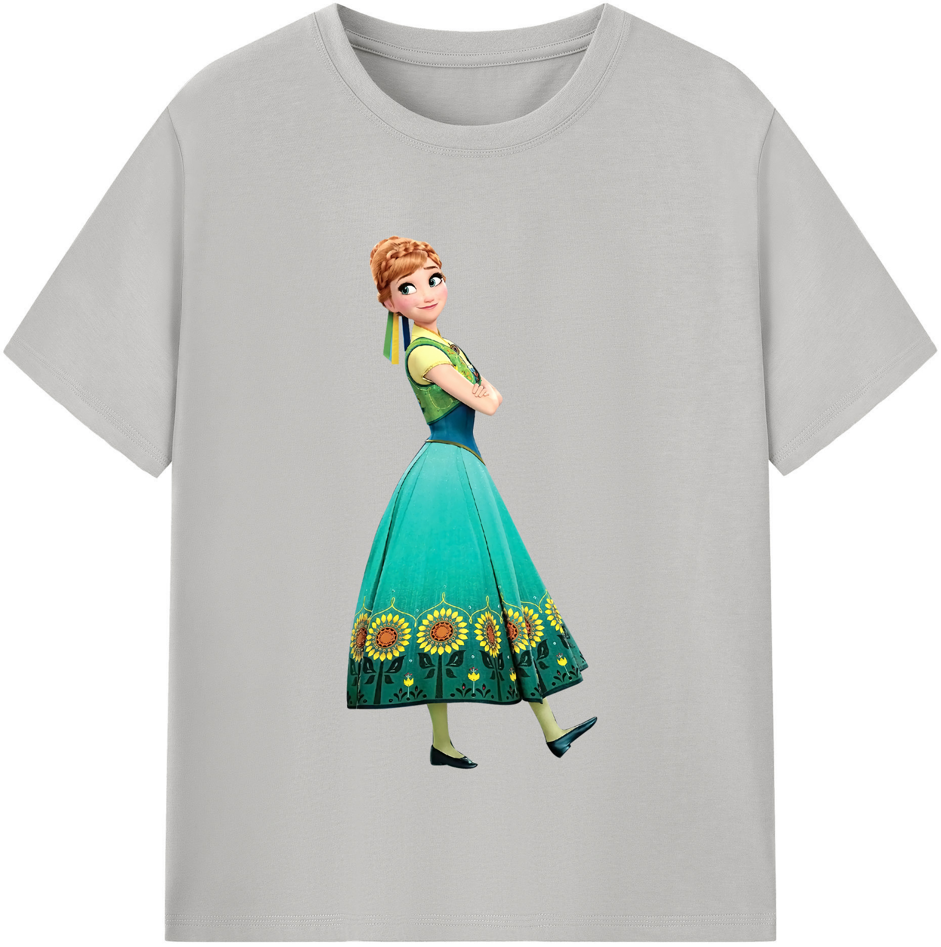 （画像用） アナと雪の女王 アンナ エルサ Frozen Anna Elsa レディースカジュアルプリントTシャツ（綿100％）