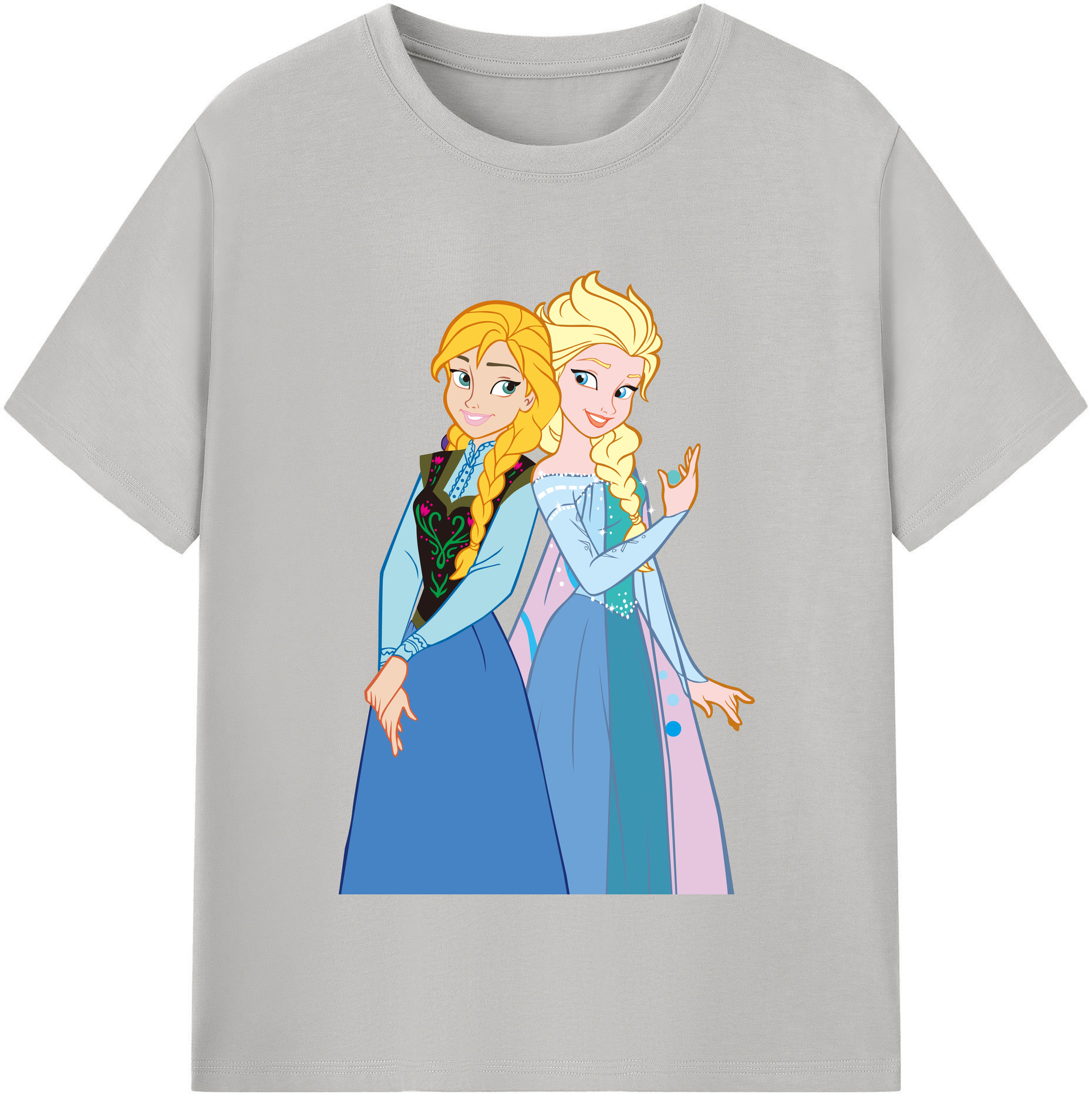 （画像用） アナと雪の女王 アンナ エルサ Frozen Anna Elsa レディースカジュアルプリントTシャツ（綿100％）
