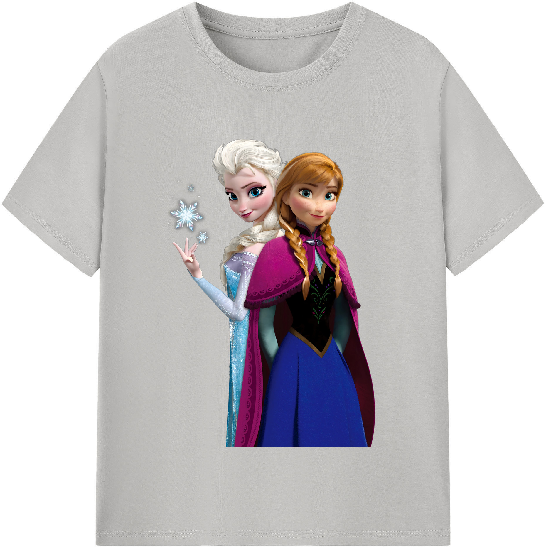 （画像用） アナと雪の女王 アンナ エルサ Frozen Anna Elsa レディースカジュアルプリントTシャツ（綿100％）