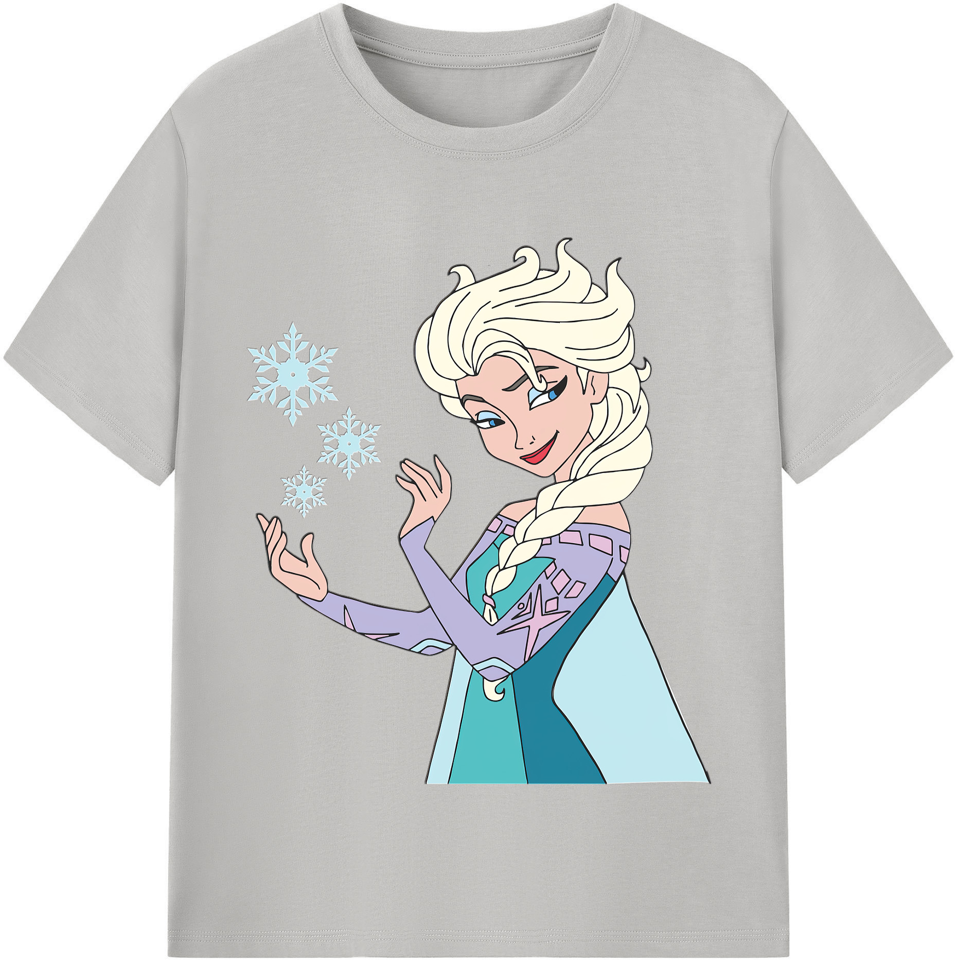 （画像用） アナと雪の女王 アンナ エルサ Frozen Anna Elsa レディースカジュアルプリントTシャツ（綿100％）