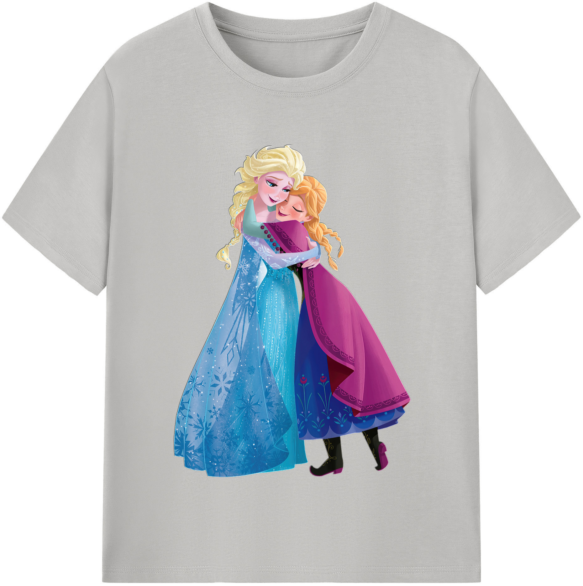（画像用） アナと雪の女王 アンナ エルサ Frozen Anna Elsa レディースカジュアルプリントTシャツ（綿100％）