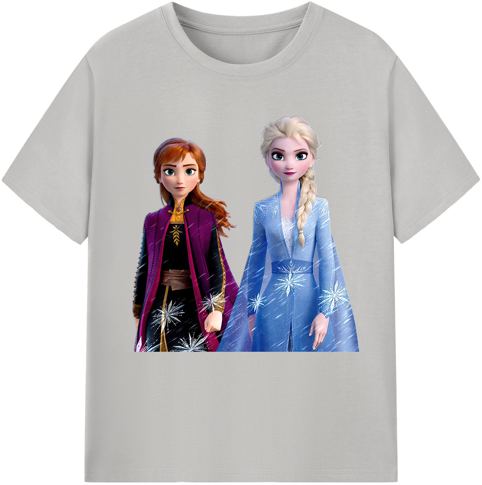 （画像用） アナと雪の女王 アンナ エルサ Frozen Anna Elsa レディースカジュアルプリントTシャツ（綿100％）
