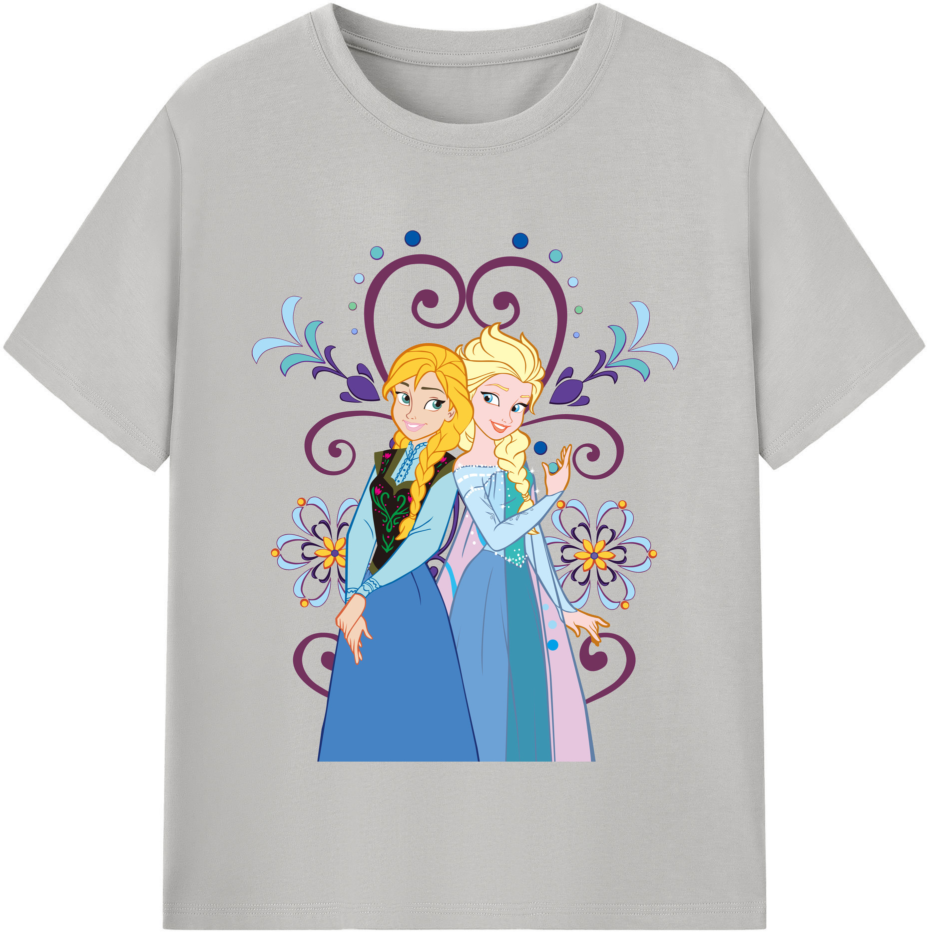（画像用） アナと雪の女王 アンナ エルサ Frozen Anna Elsa レディースカジュアルプリントTシャツ（綿100％）
